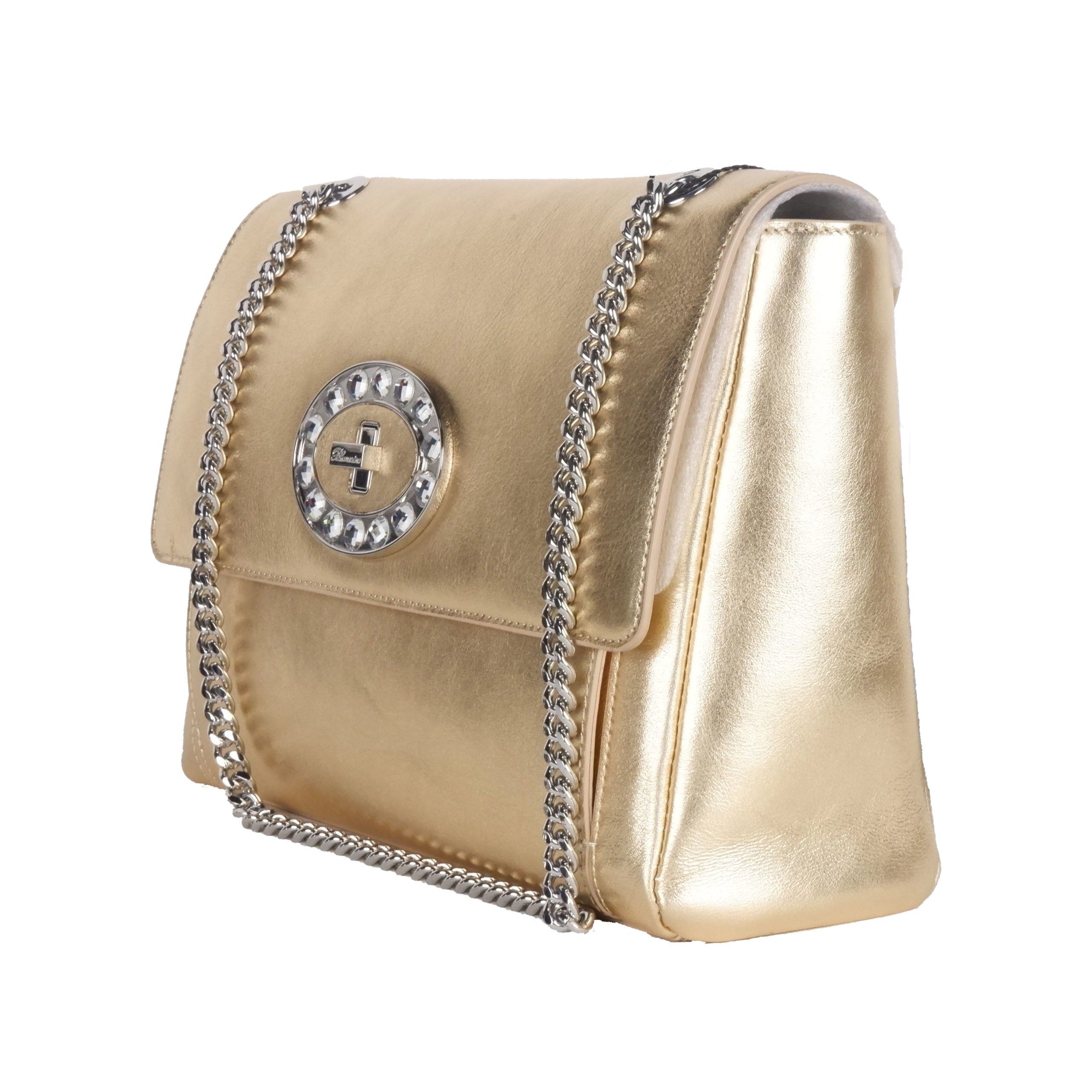 Blumarine Gold Leather Shoulder Bag - Blumarine - Modalova