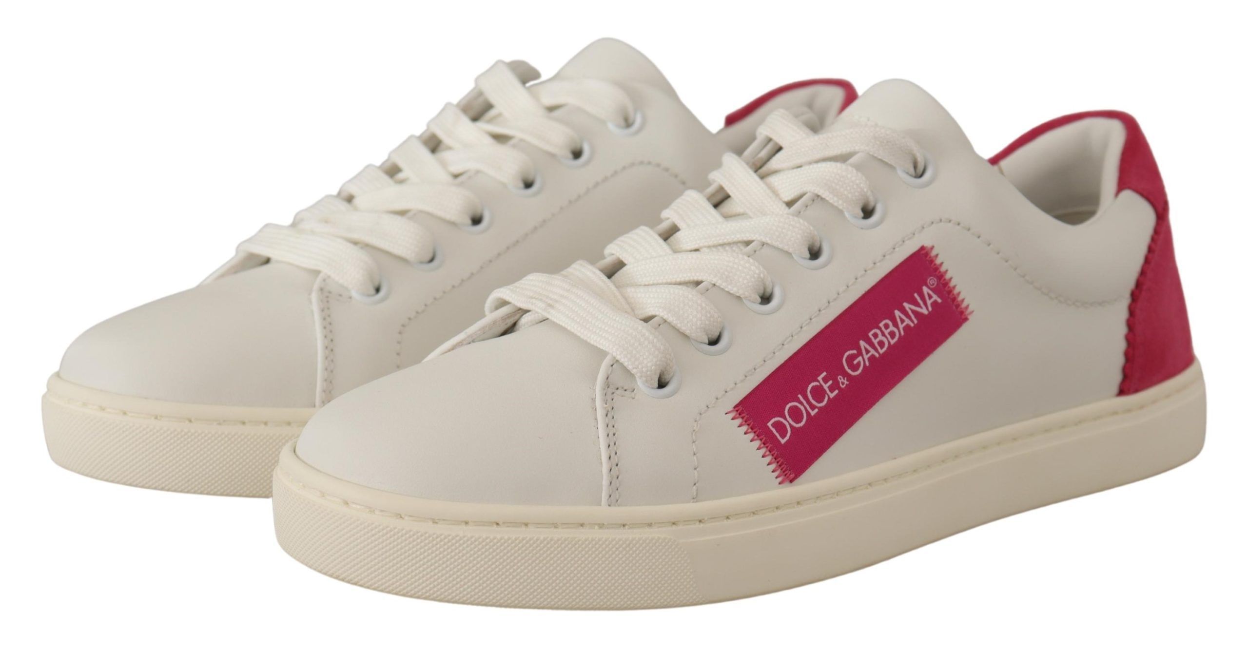 Pink Leather Low Top Sneakers Womens Shoes - Dolce & Gabbana - Modalova