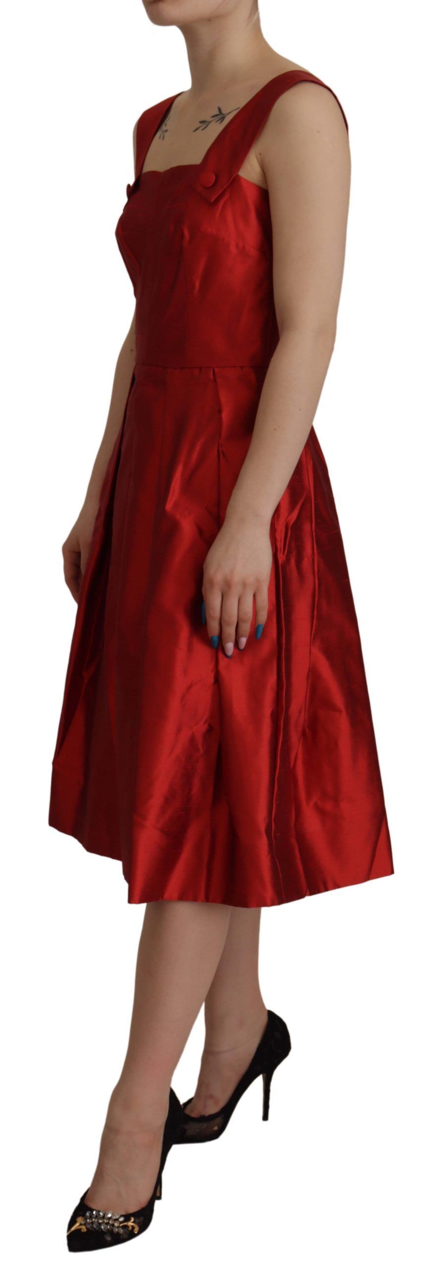 A-line Pleated Satin Silk Women's Dress - Dolce & Gabbana - Modalova
