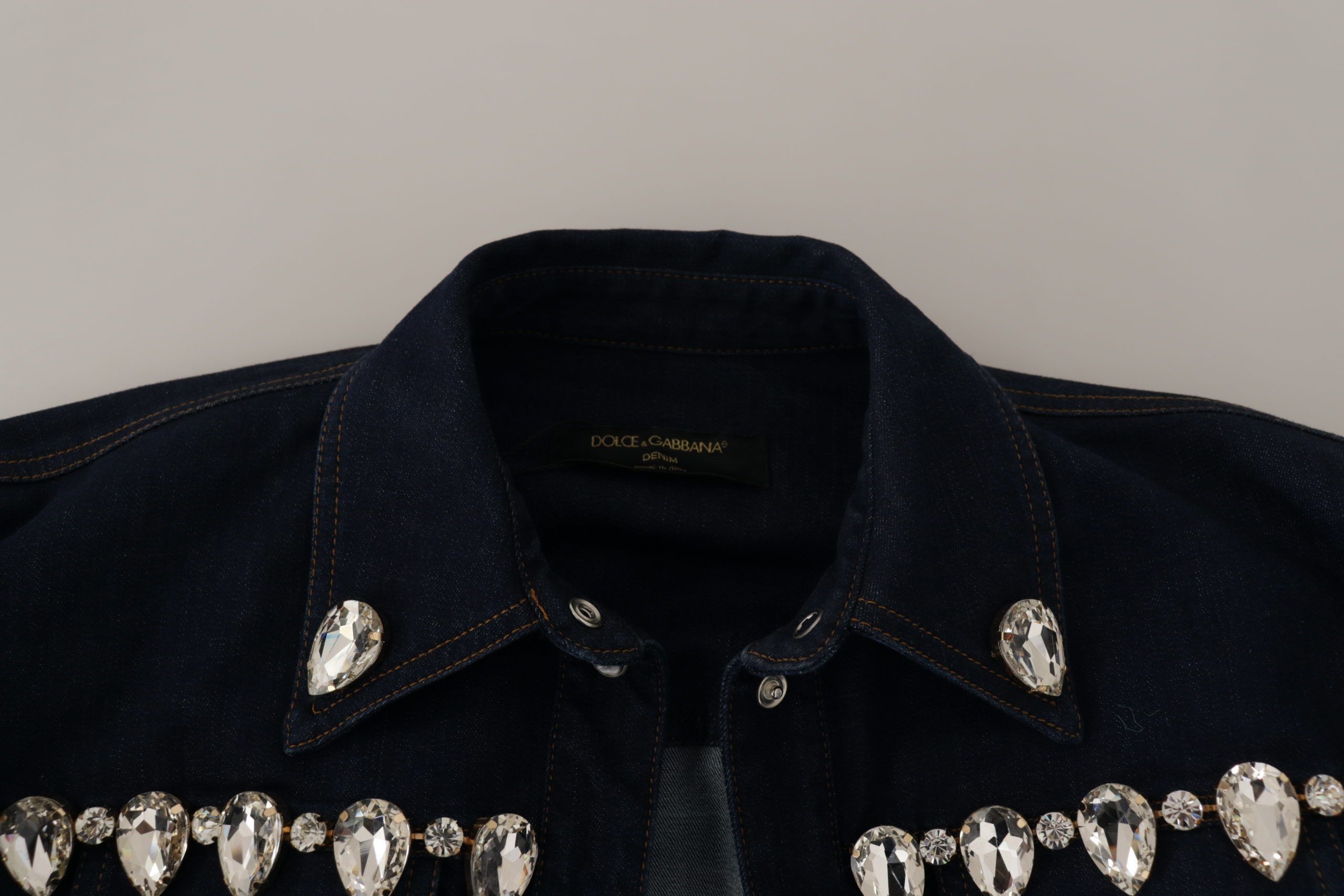 Denim Crystal Embellish Cotton Women's Jacket - Dolce & Gabbana - Modalova