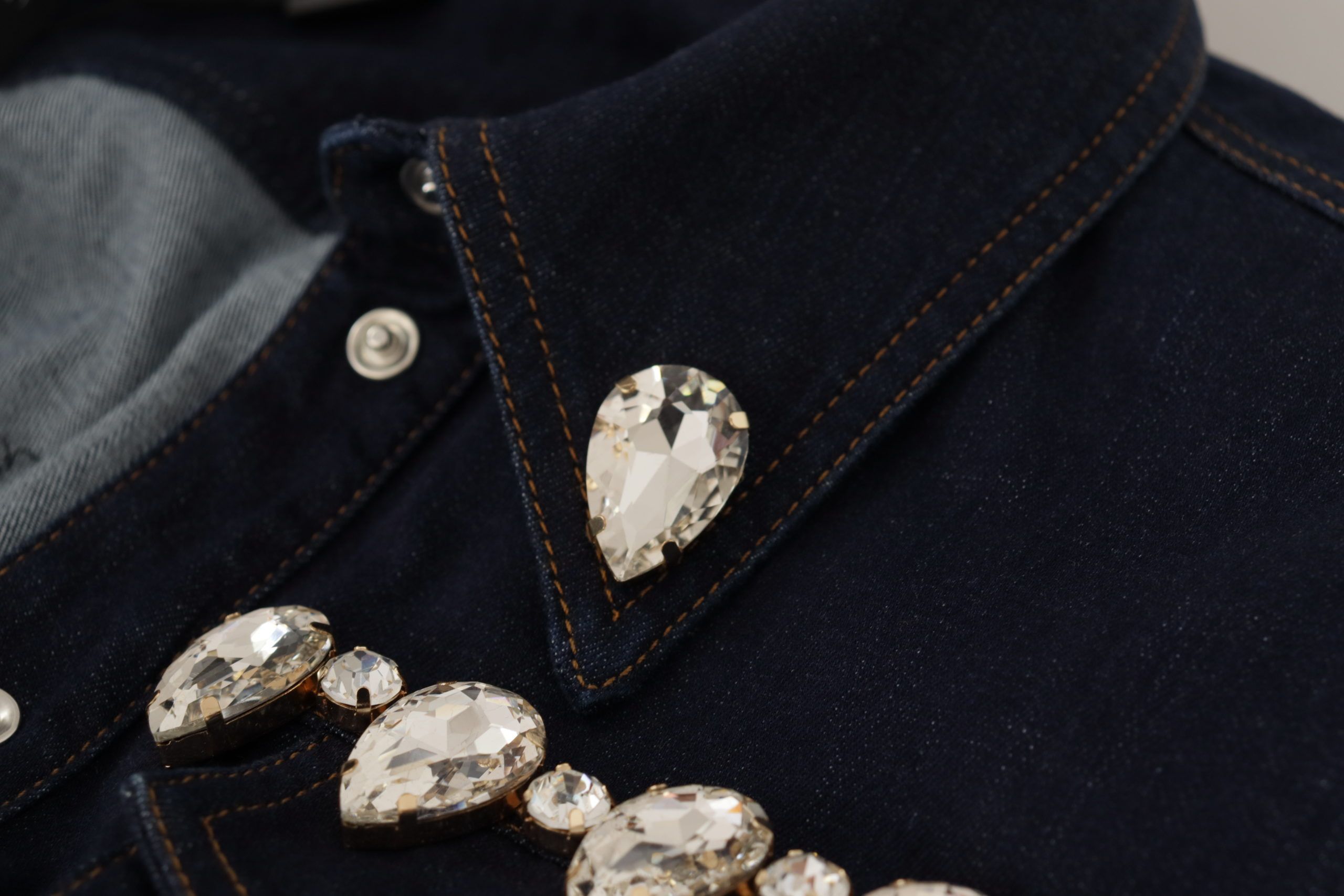Denim Crystal Embellish Cotton Women's Jacket - Dolce & Gabbana - Modalova