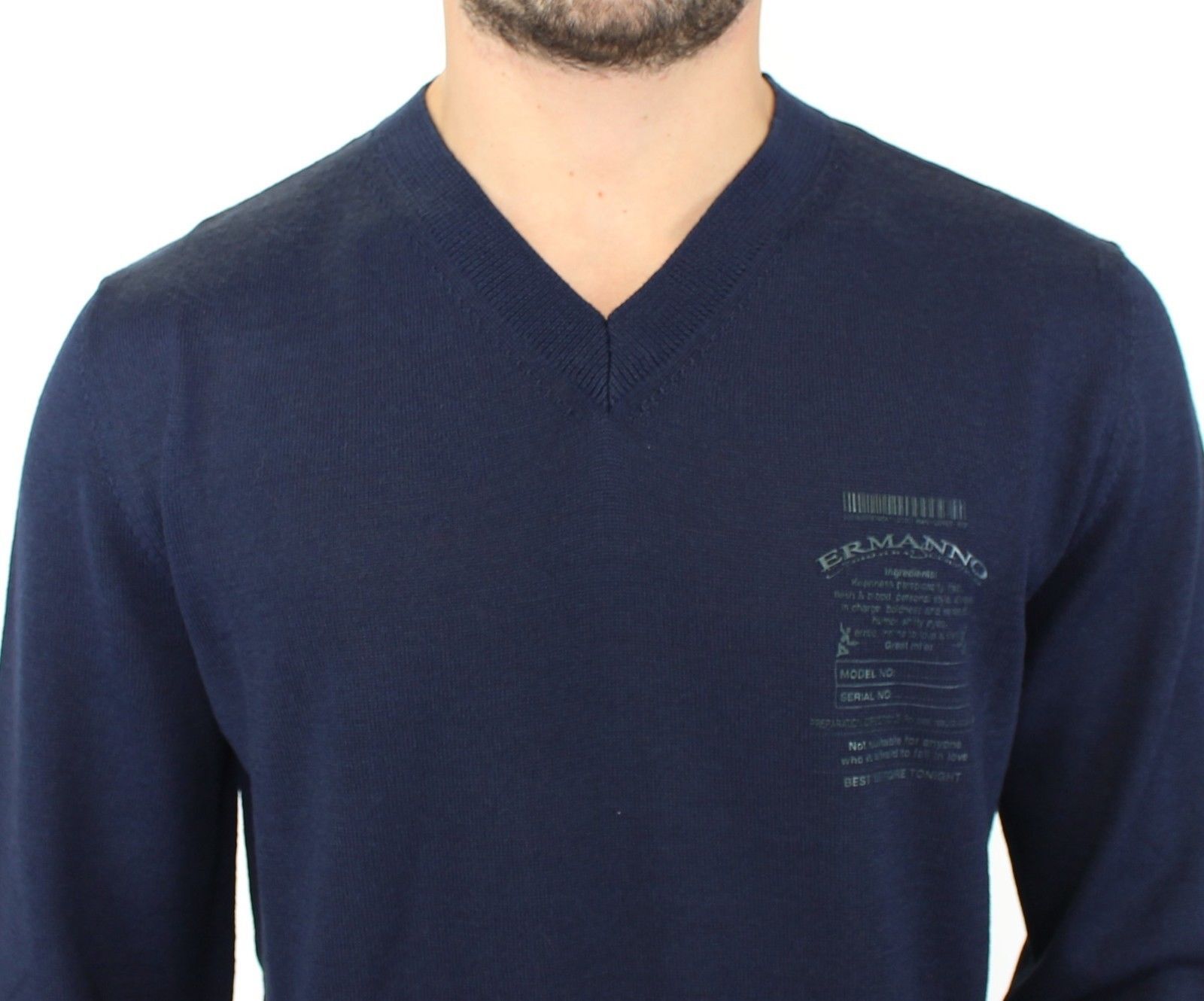 Wool Blend V-neck Pullover Men's Sweater - Ermanno Scervino - Modalova