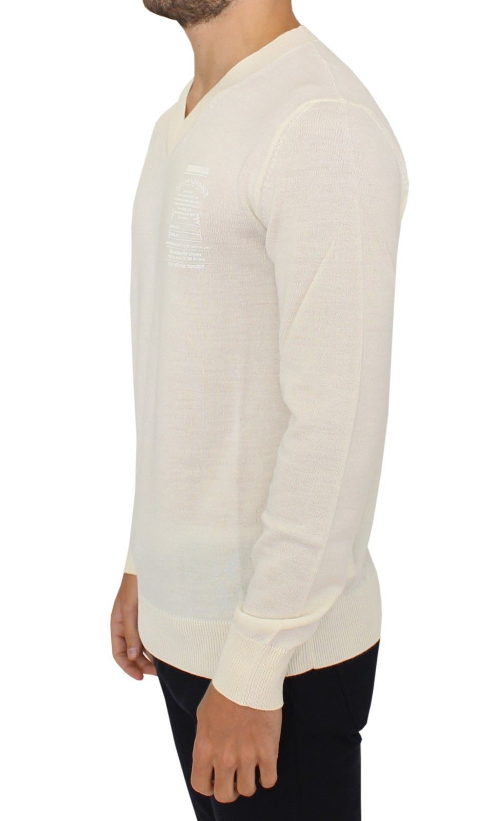 Off Wool Blend V-neck Pullover Men's Sweater - Ermanno Scervino - Modalova