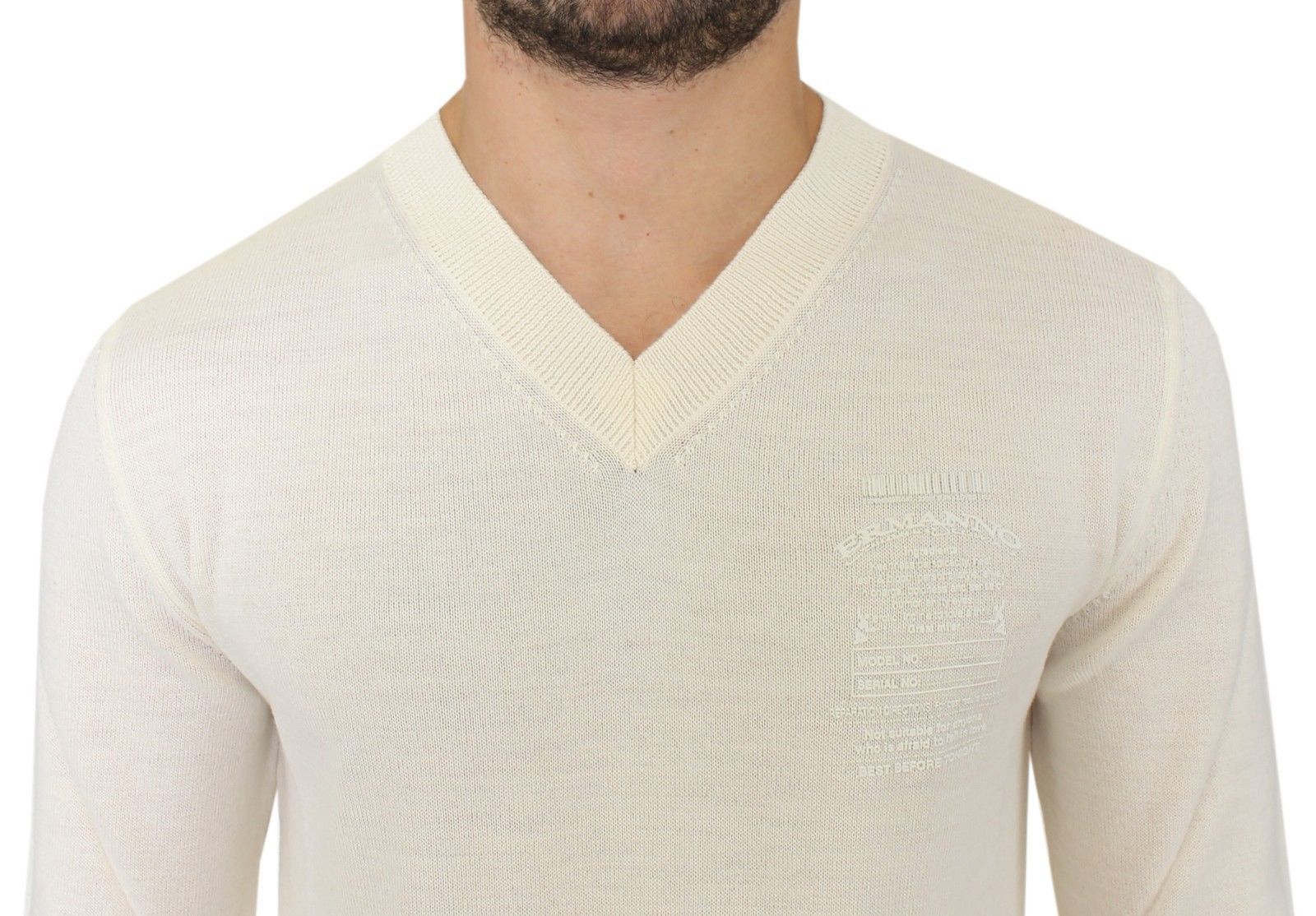 Off Wool Blend V-neck Pullover Men's Sweater - Ermanno Scervino - Modalova