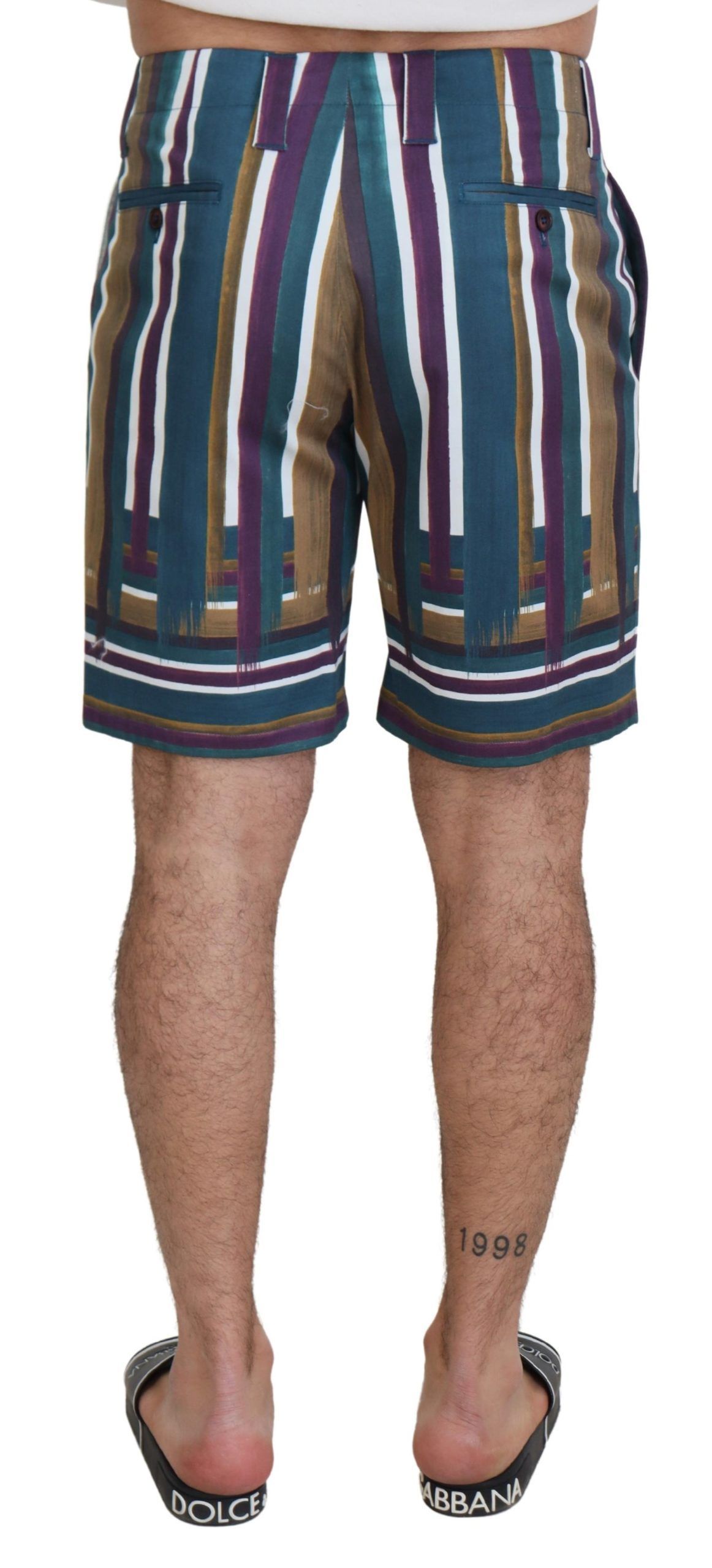 Striped Stretch Cotton Men's Shorts - Dolce & Gabbana - Modalova