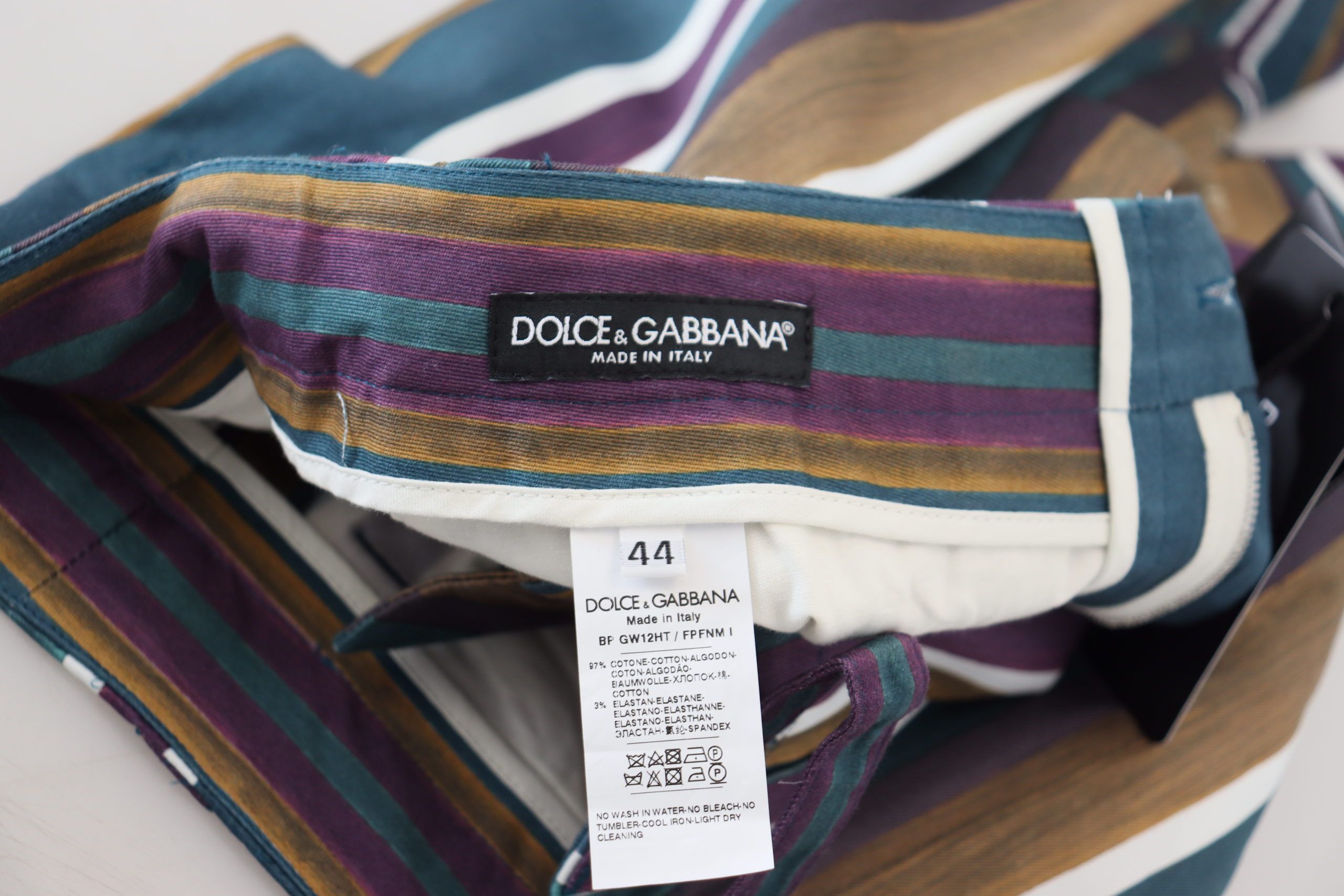 Striped Stretch Cotton Men's Shorts - Dolce & Gabbana - Modalova