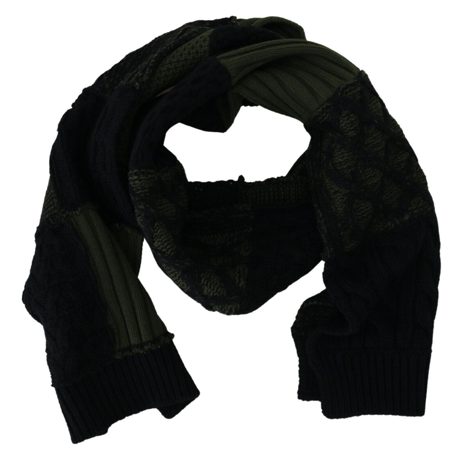 Black Green Knitted Men Neck Wrap Shawl Men's Scarf - Dolce & Gabbana - Modalova