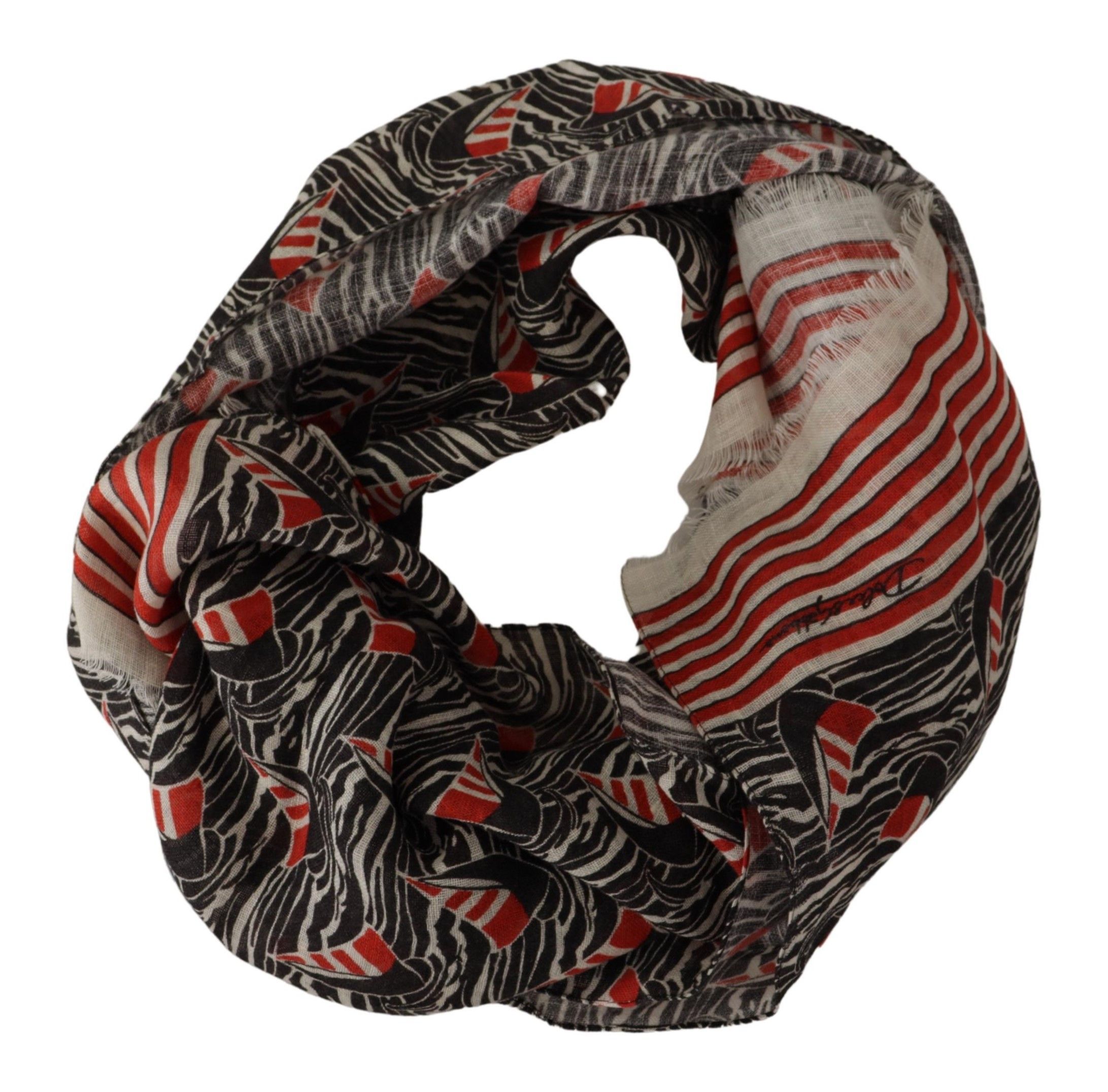 Red Linen Sailboat Stripe Print Shawl Men's Scarf - Dolce & Gabbana - Modalova