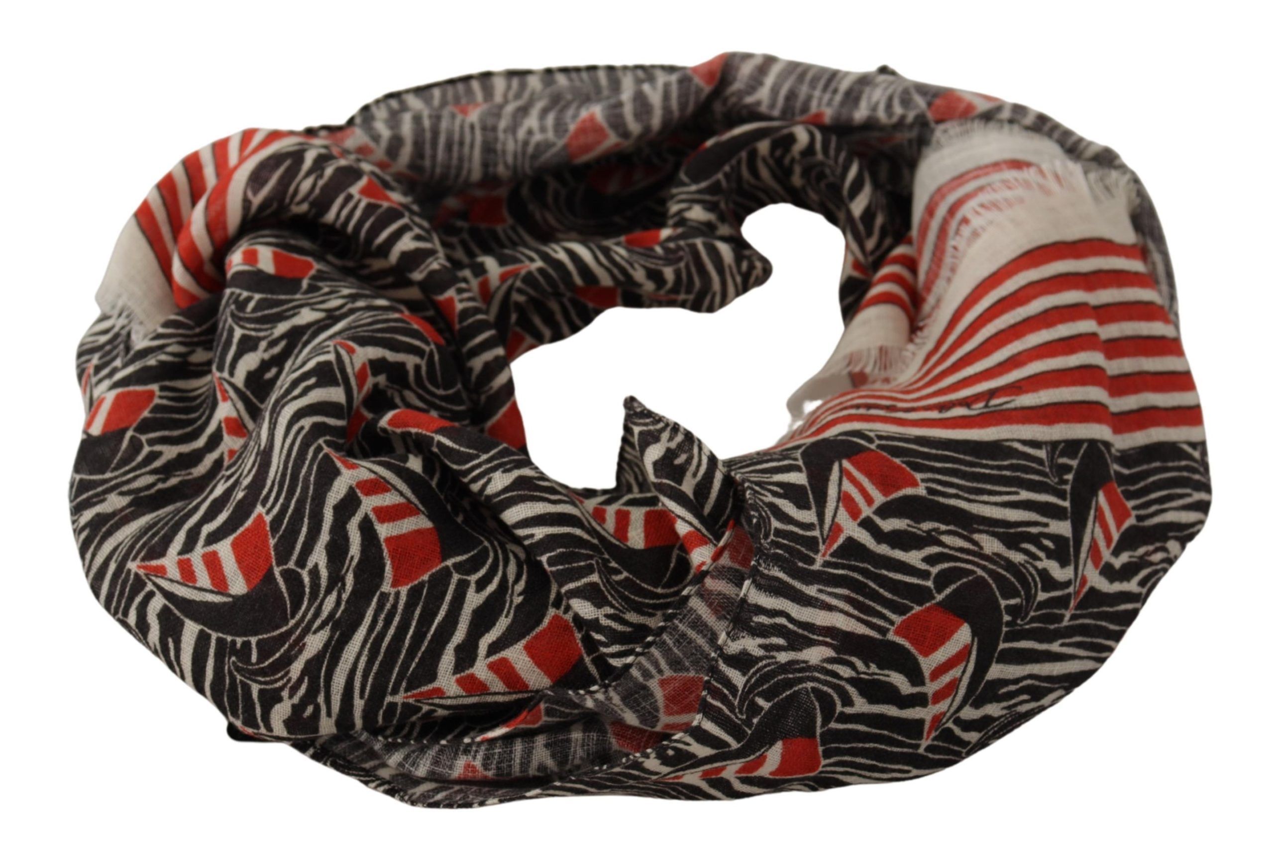 Red Linen Sailboat Stripe Print Shawl Men's Scarf - Dolce & Gabbana - Modalova