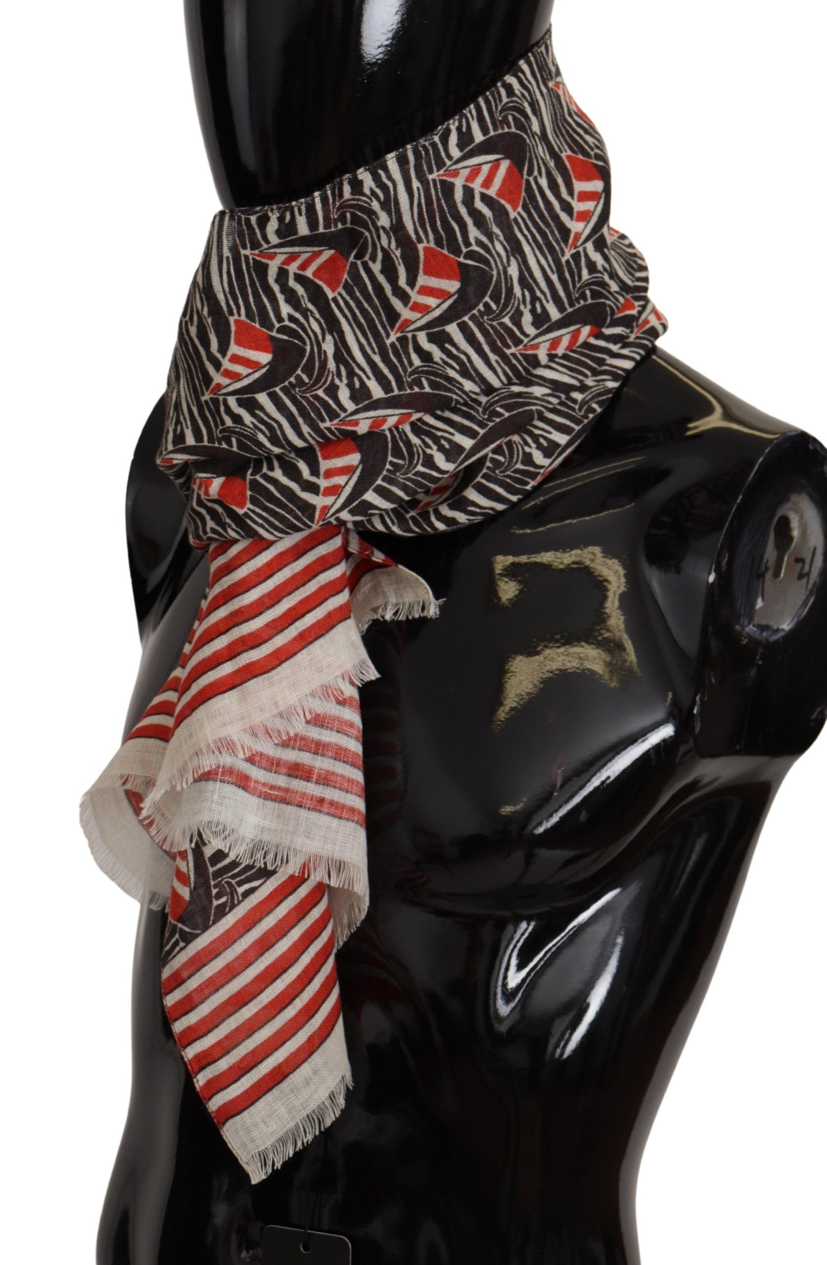 Red Linen Sailboat Stripe Print Shawl Men's Scarf - Dolce & Gabbana - Modalova