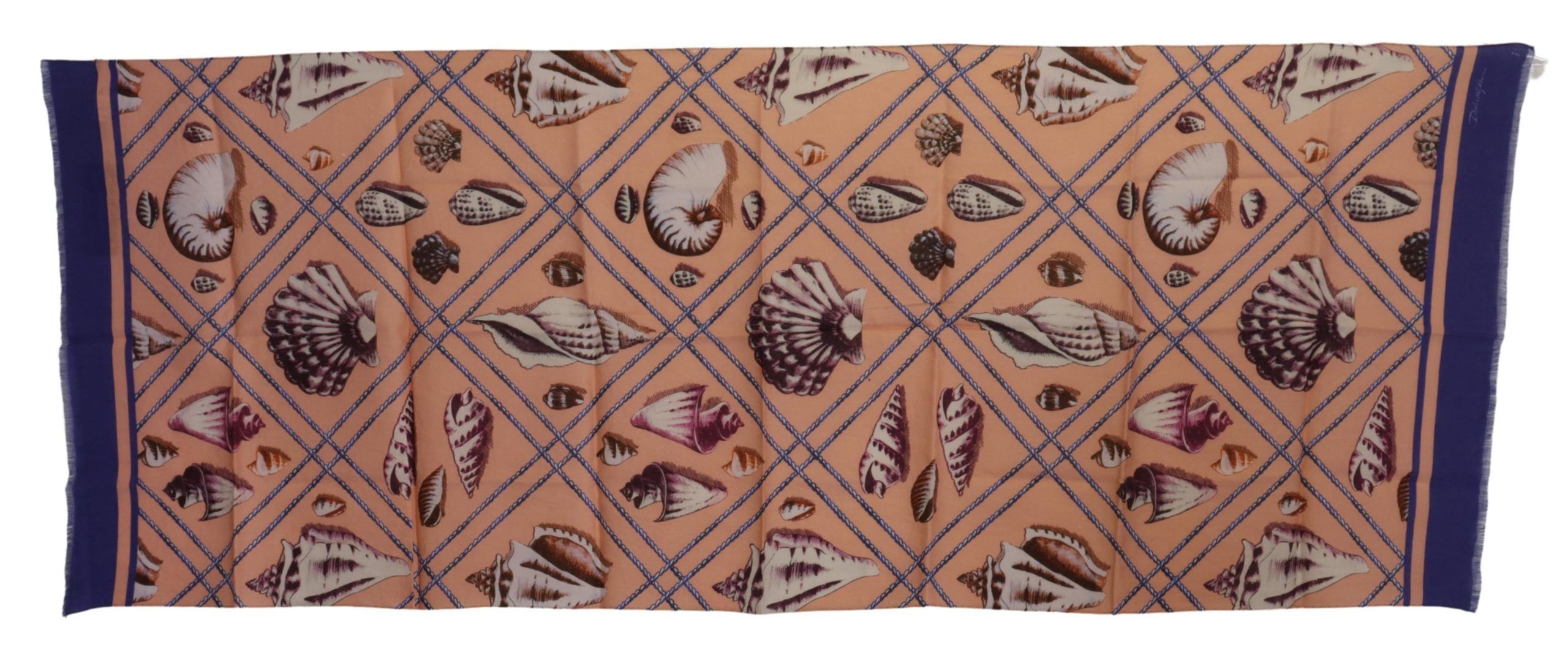 Blue Linen Seashell Pattern Mens Wrap Shawl Men's Scarf - Dolce & Gabbana - Modalova