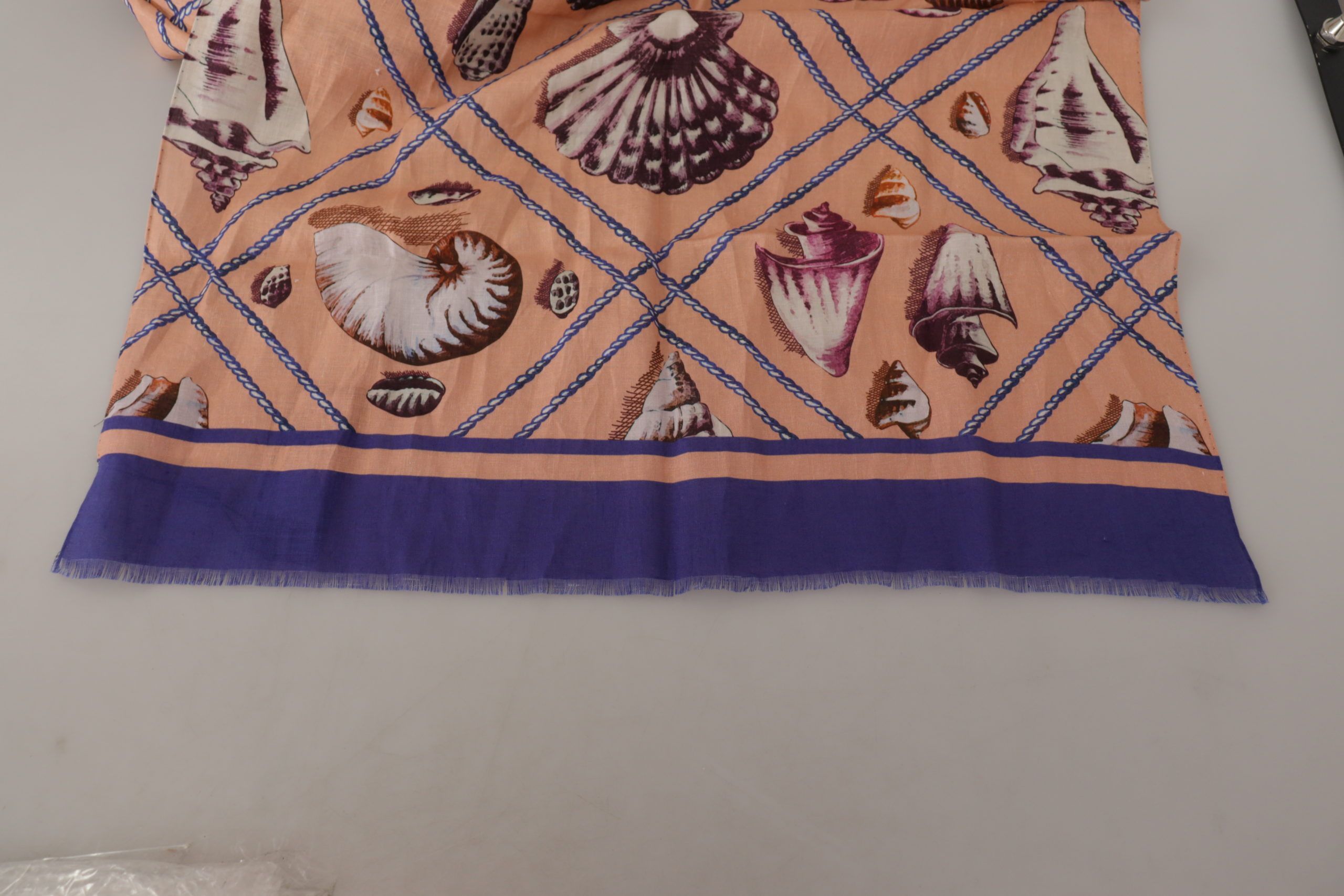 Blue Linen Seashell Pattern Mens Wrap Shawl Men's Scarf - Dolce & Gabbana - Modalova