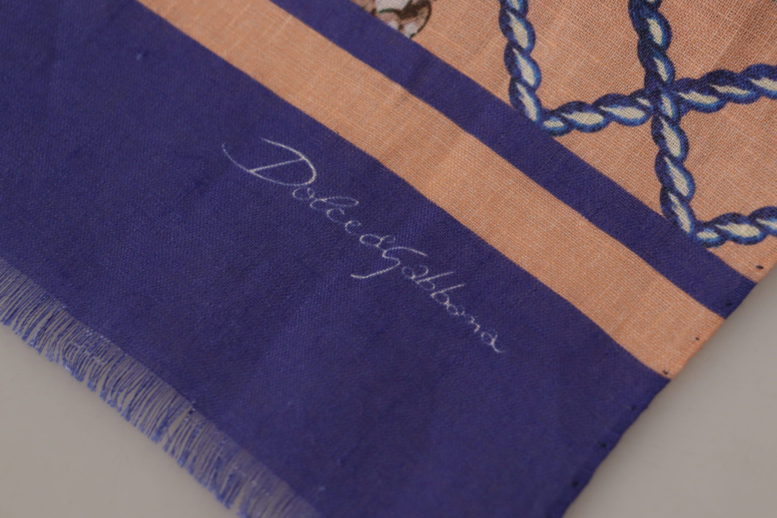 Blue Linen Seashell Pattern Mens Wrap Shawl Men's Scarf - Dolce & Gabbana - Modalova