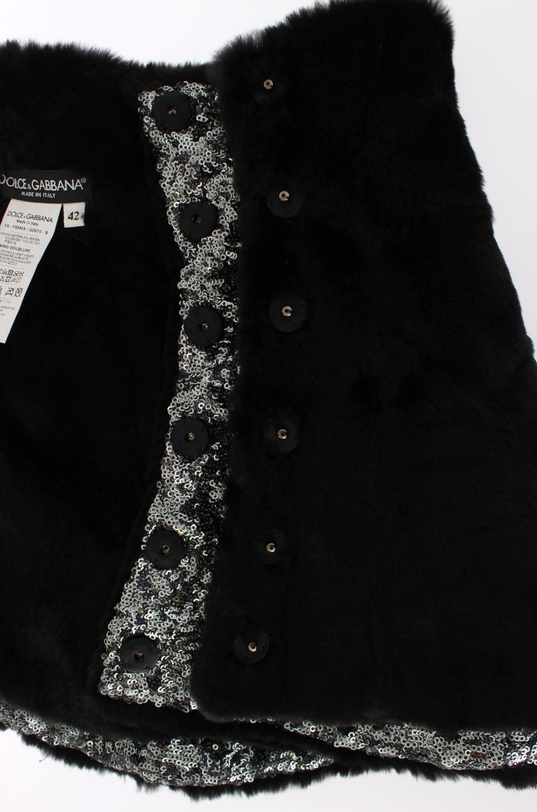 Silver Sequined Floral Weasel Fur Shoulder Scarf Women's Wrap - Dolce & Gabbana - Modalova