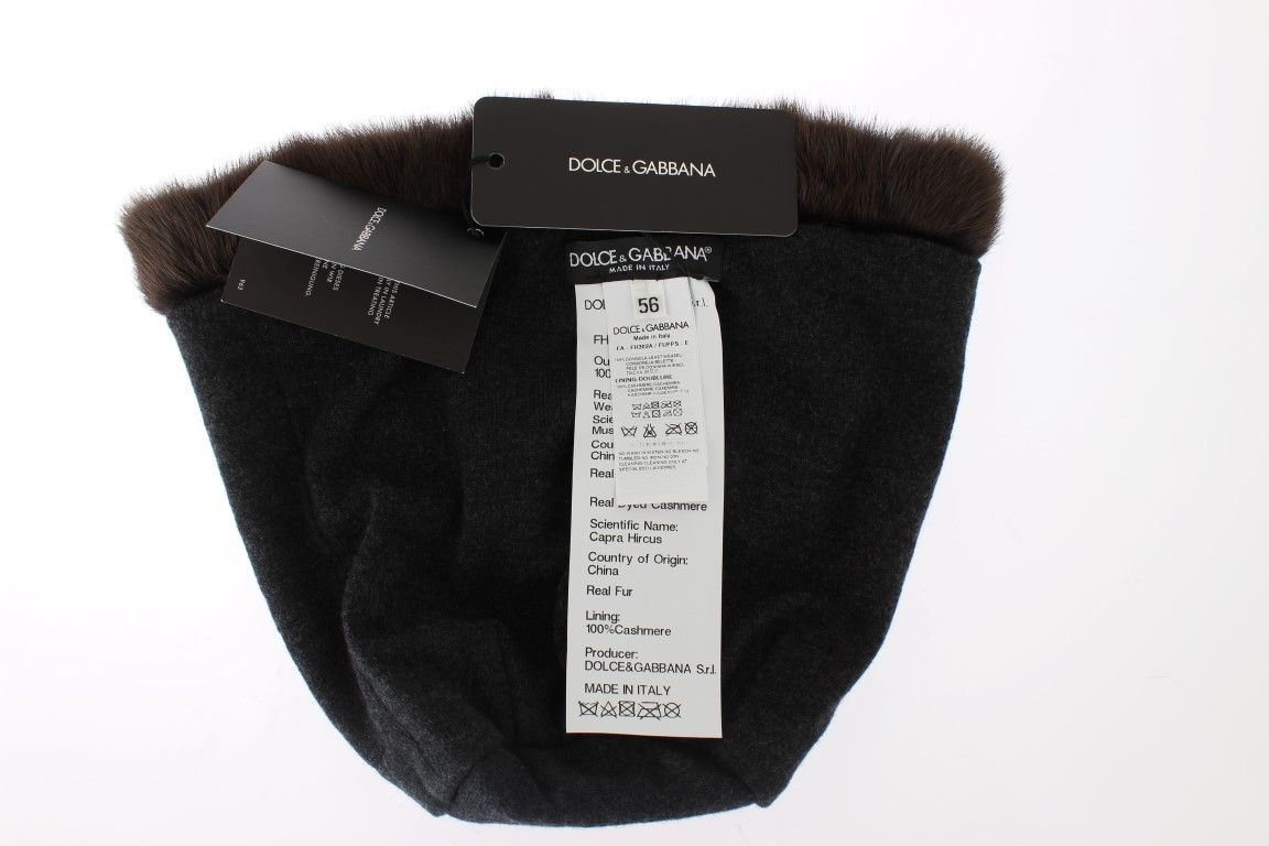 Weasel Fur Womens Cashmere Hat Beanie - Dolce & Gabbana - Modalova