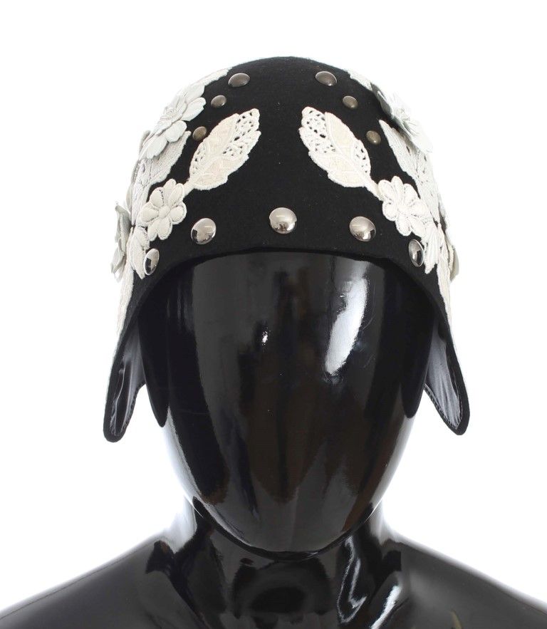 Wool White Floral Gold Leaf Women's Hat - Dolce & Gabbana - Modalova