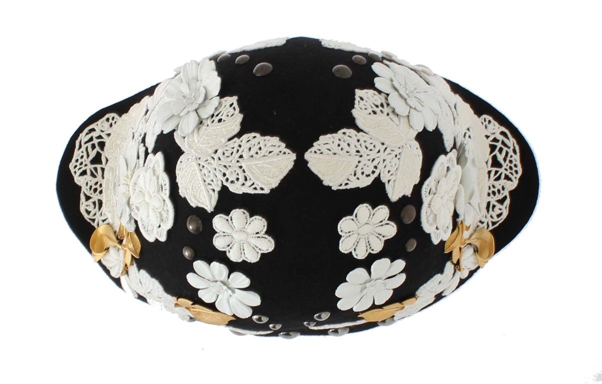 Wool White Floral Gold Leaf Women's Hat - Dolce & Gabbana - Modalova