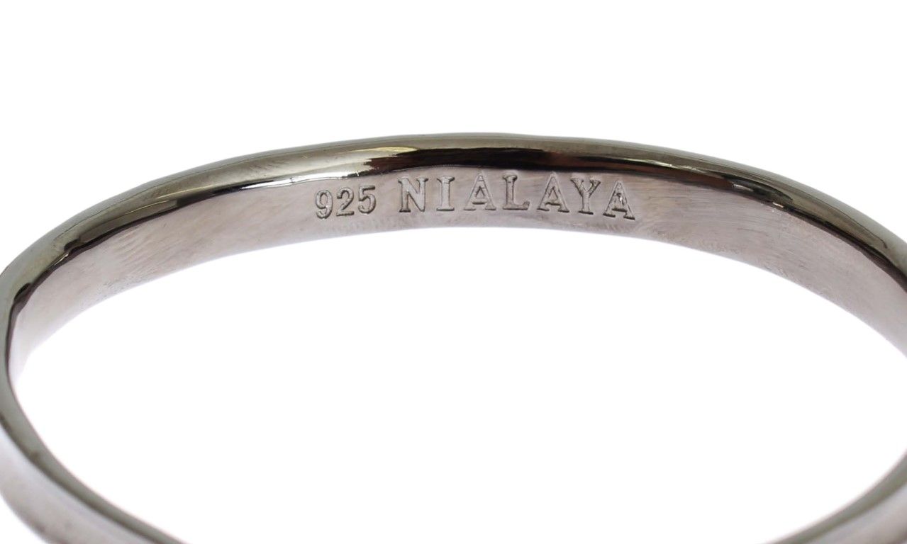 Rhodium 925 Silver Bangle Women's Bracelet - Nialaya - Modalova
