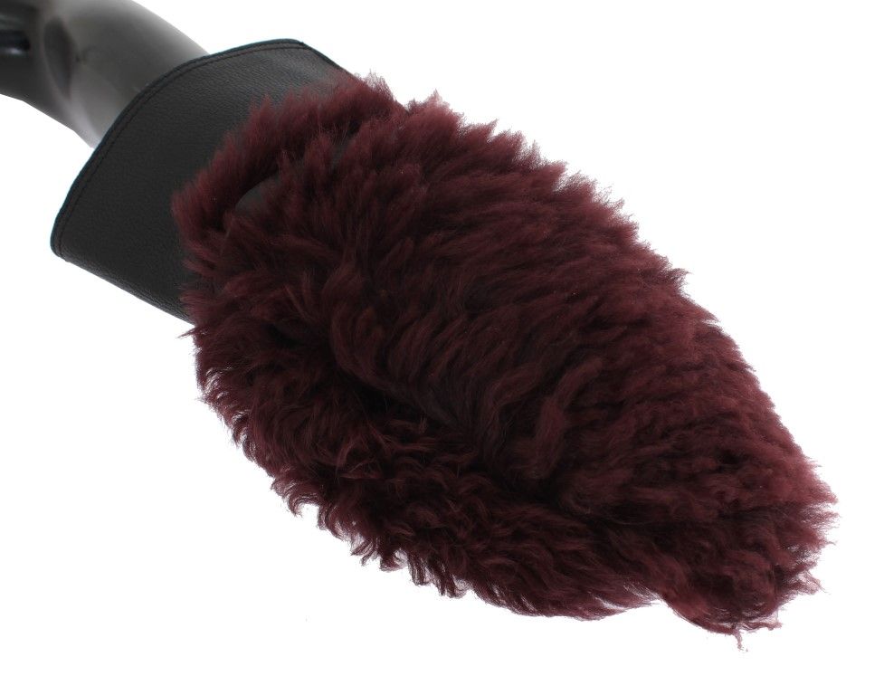 Black Leather Shearling Men's Gloves - Dolce & Gabbana - Modalova