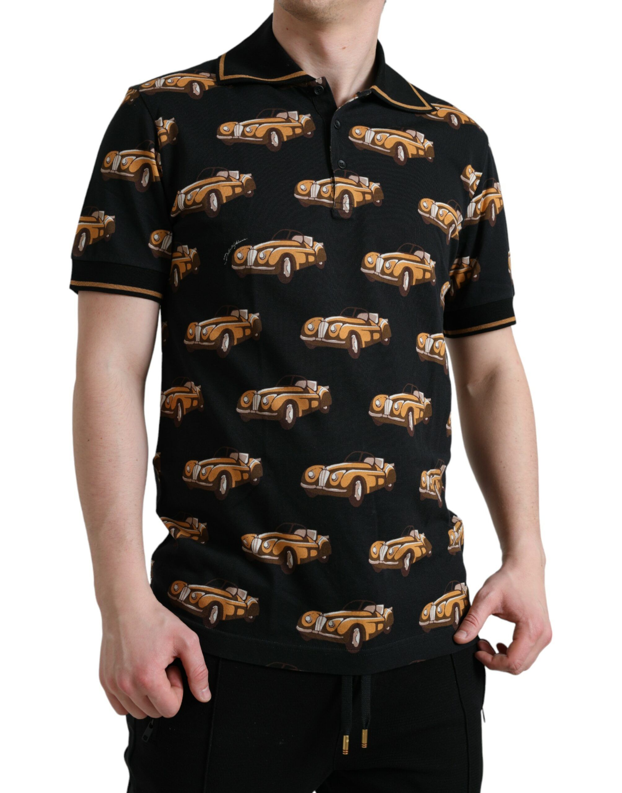 Car Print Short Sleeve Polo Men's T-shirt - Dolce & Gabbana - Modalova