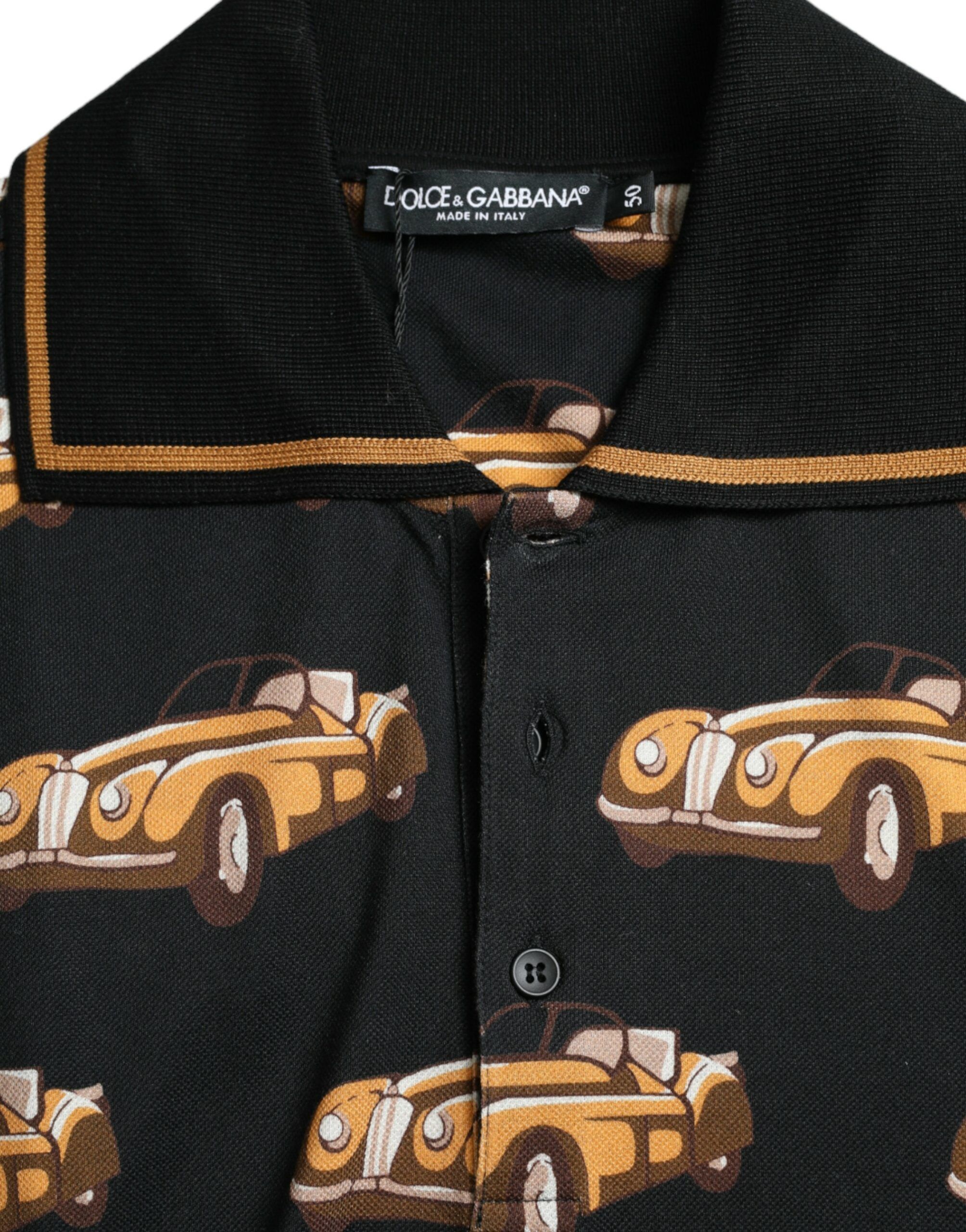 Car Print Short Sleeve Polo Men's T-shirt - Dolce & Gabbana - Modalova