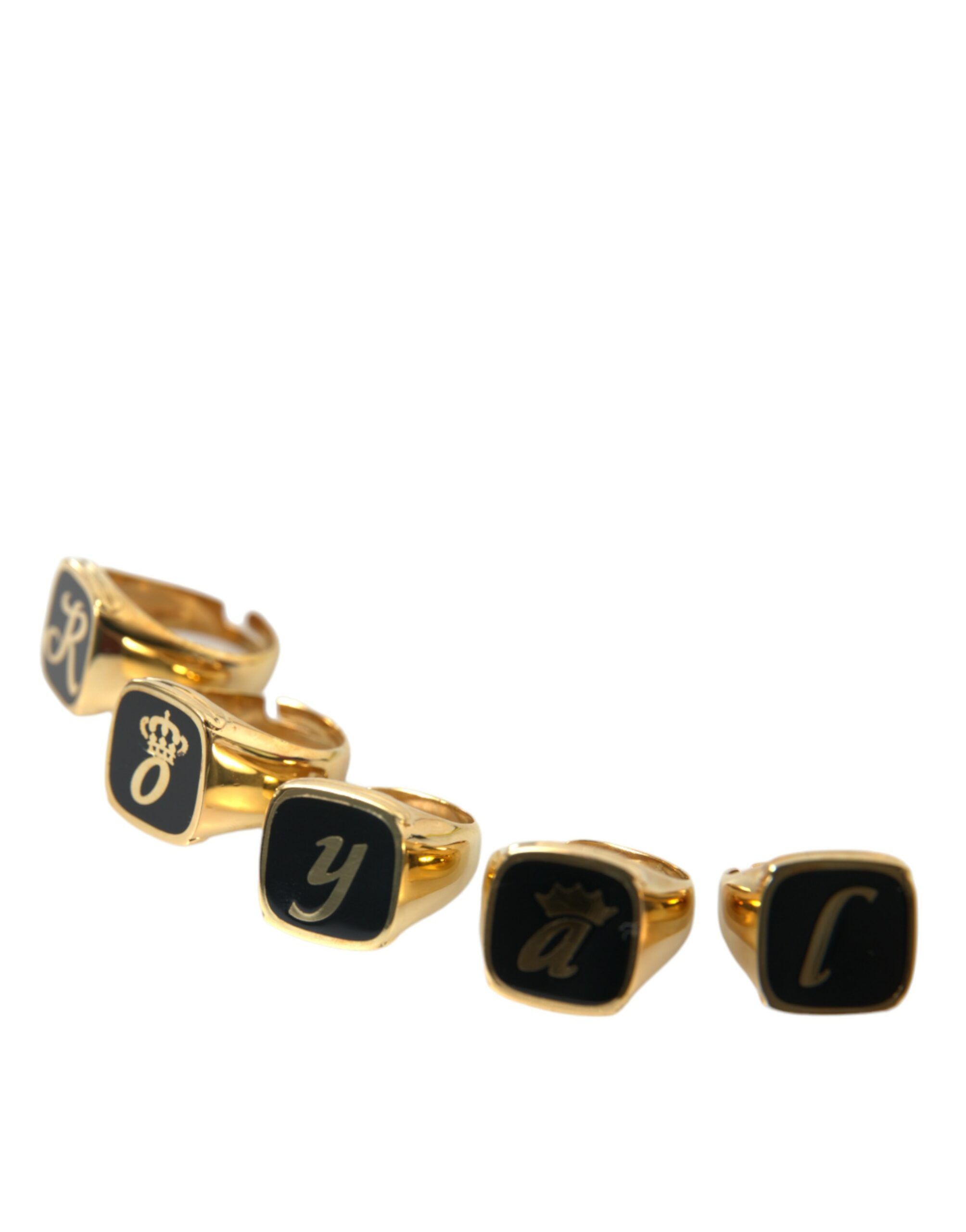 Gold Brass ROYAL Enamel Set of 5 Men's Ring - Dolce & Gabbana - Modalova
