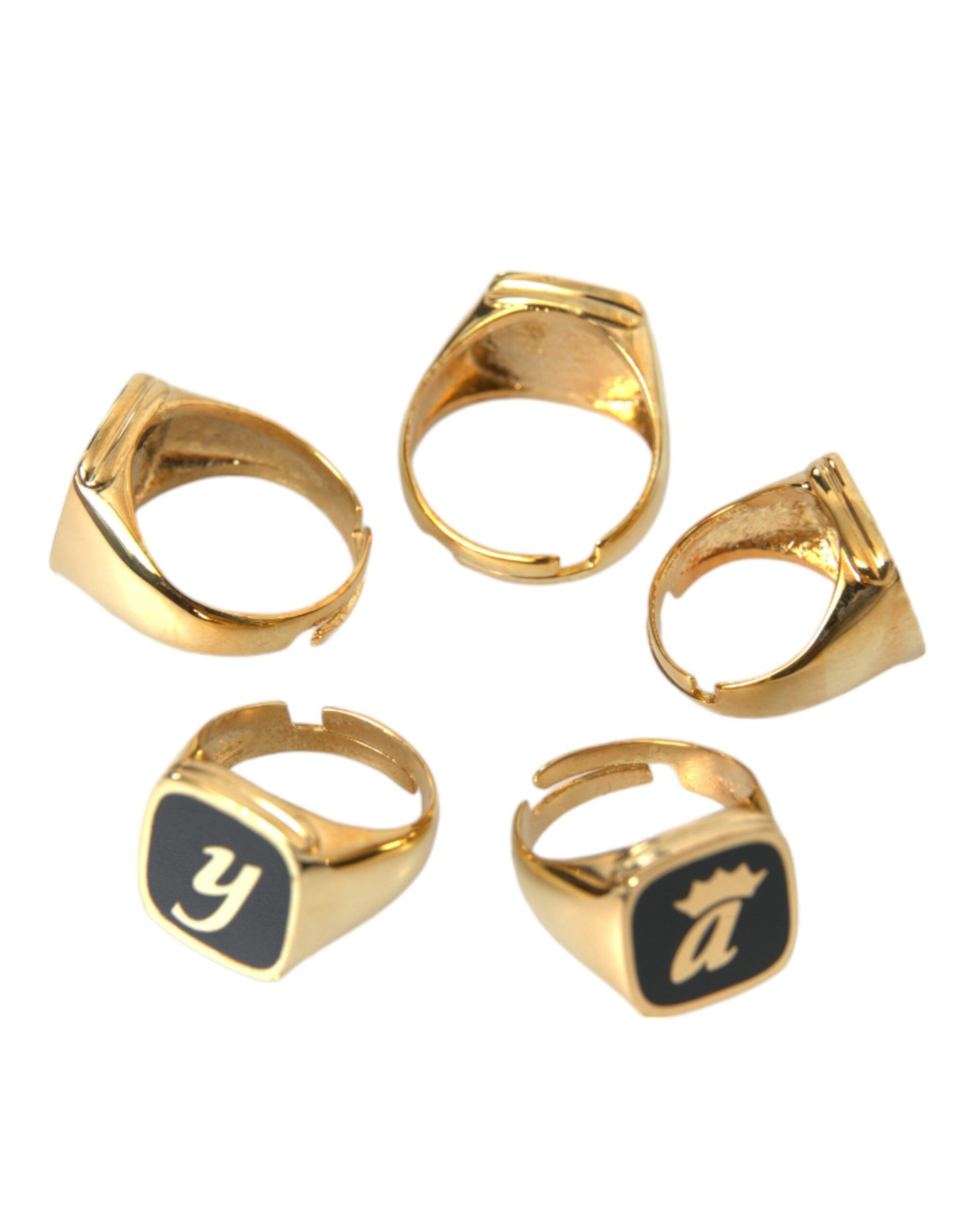 Gold Brass ROYAL Enamel Set of 5 Men's Ring - Dolce & Gabbana - Modalova