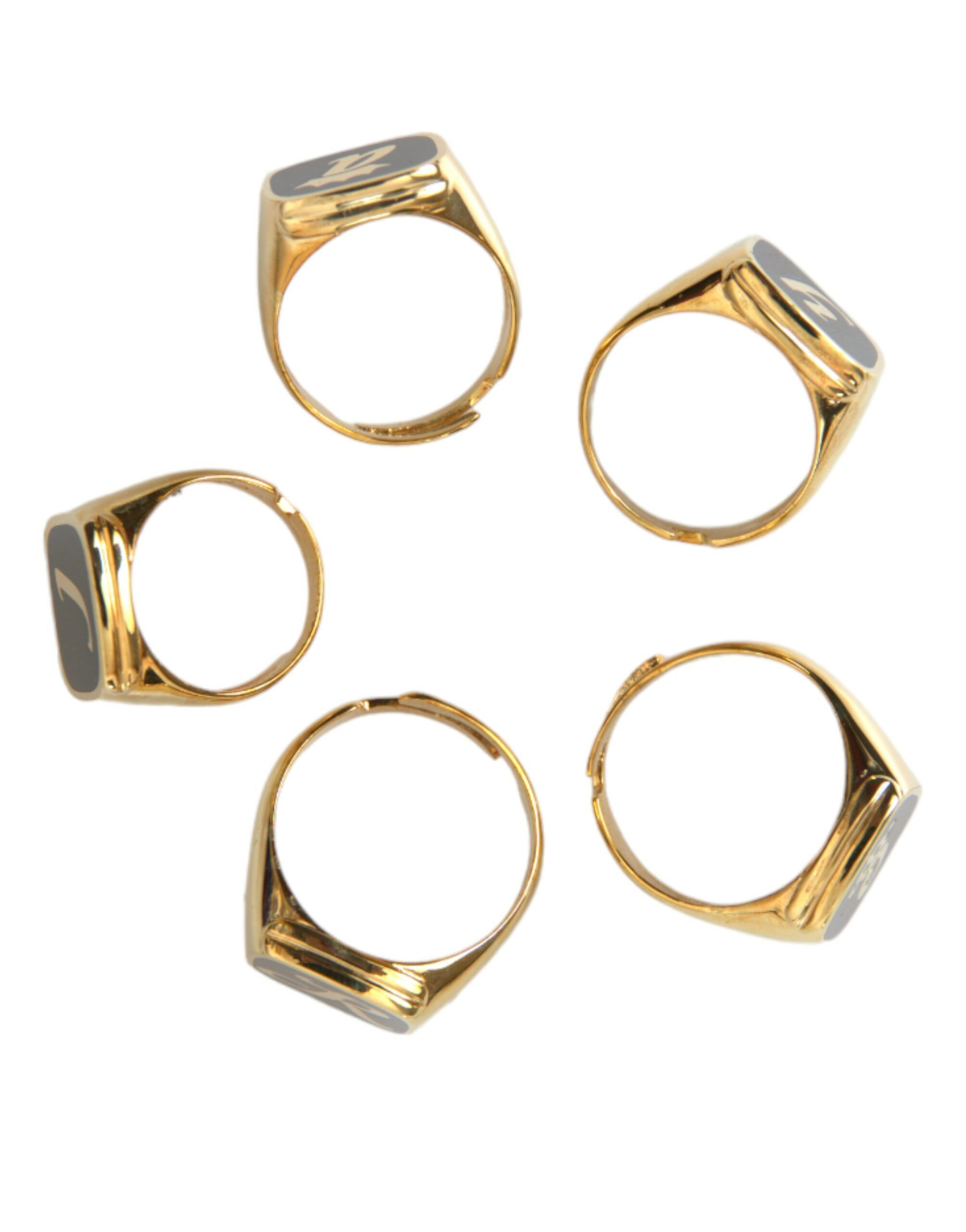 Gold Brass ROYAL Enamel Set of 5 Men's Ring - Dolce & Gabbana - Modalova