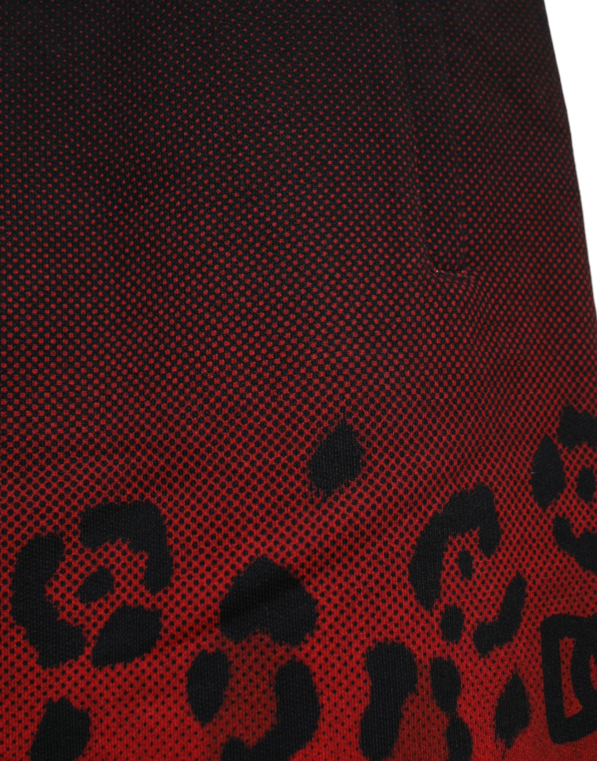 Red Leopard Print Cotton Bermuda Men's Shorts - Dolce & Gabbana - Modalova