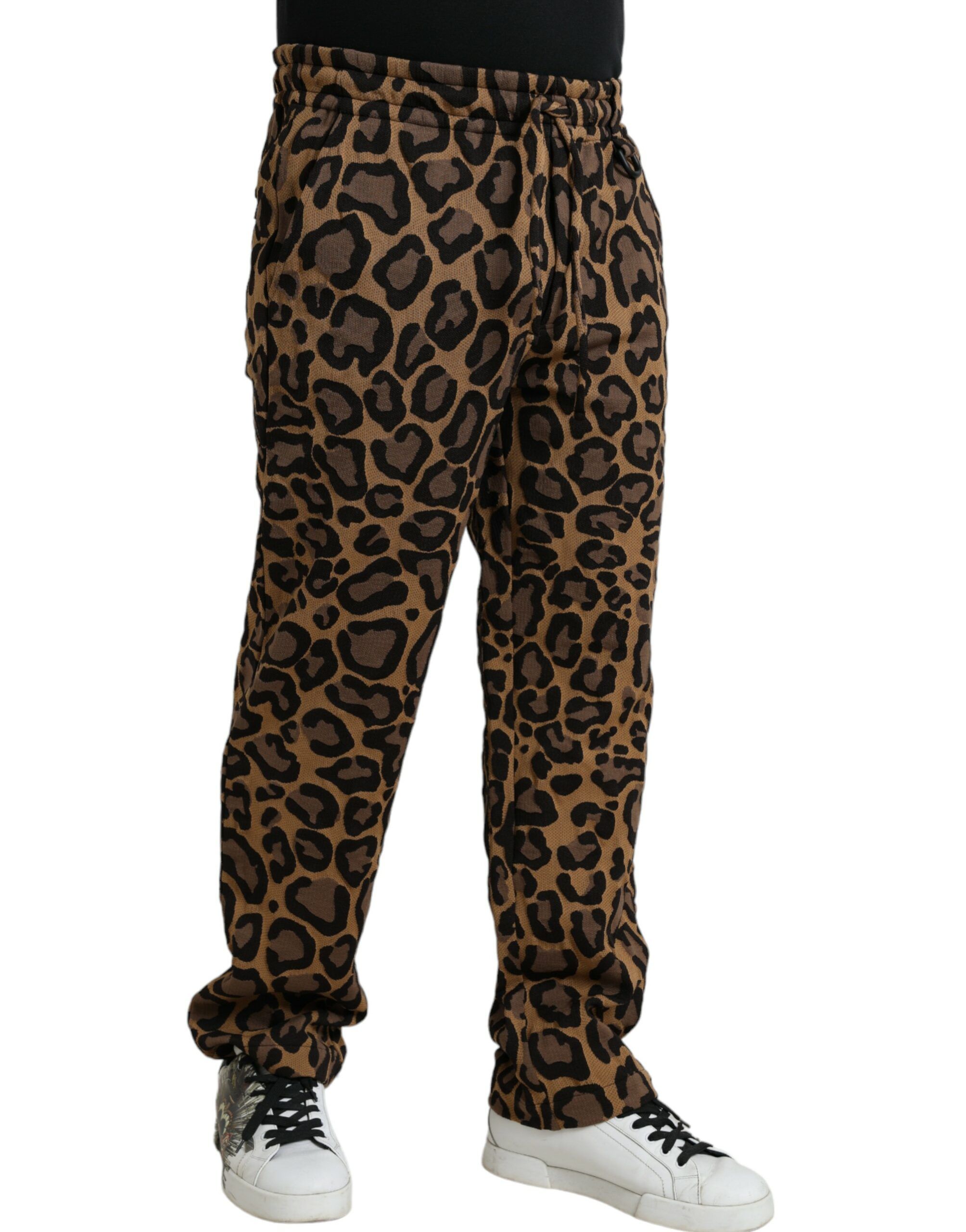 Leopard Print Polyester Jogger Men's Pants - Dolce & Gabbana - Modalova