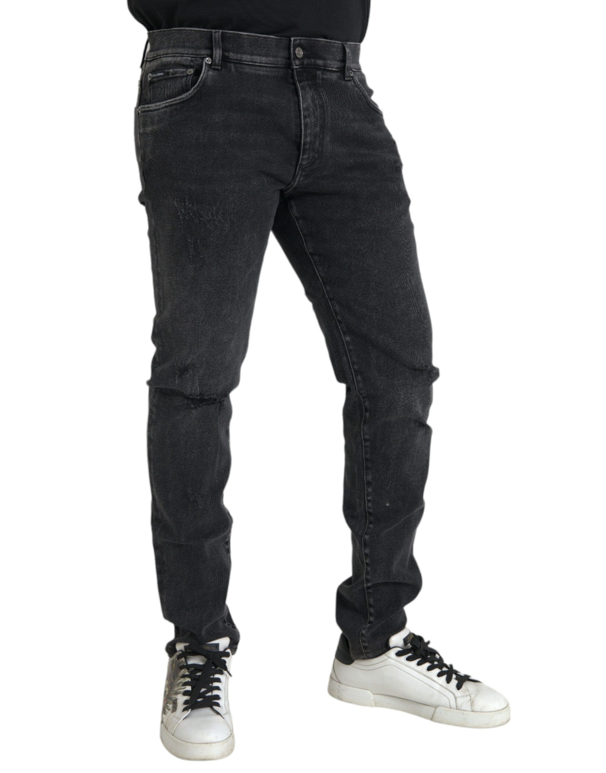 Cotton Stretch Skinny Denim Logo Men's Jeans - Dolce & Gabbana - Modalova