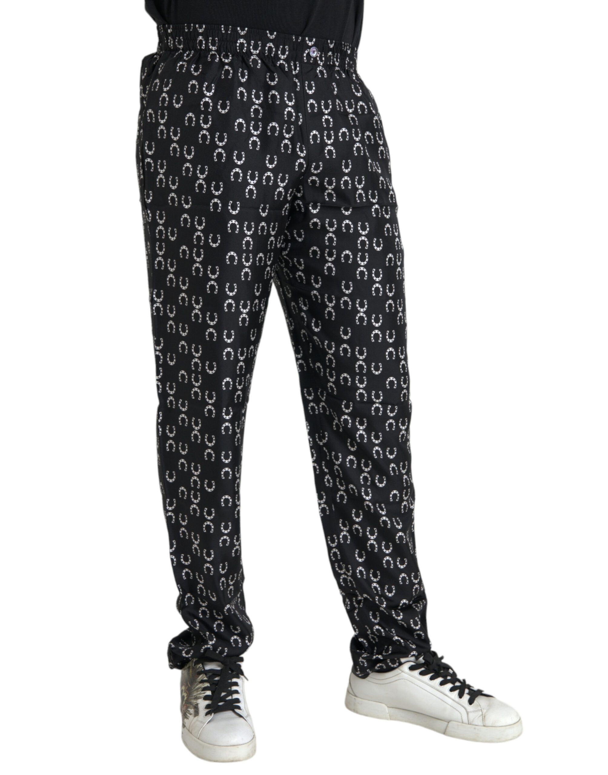 Horseshoe Print Silk Men's Pants - Dolce & Gabbana - Modalova