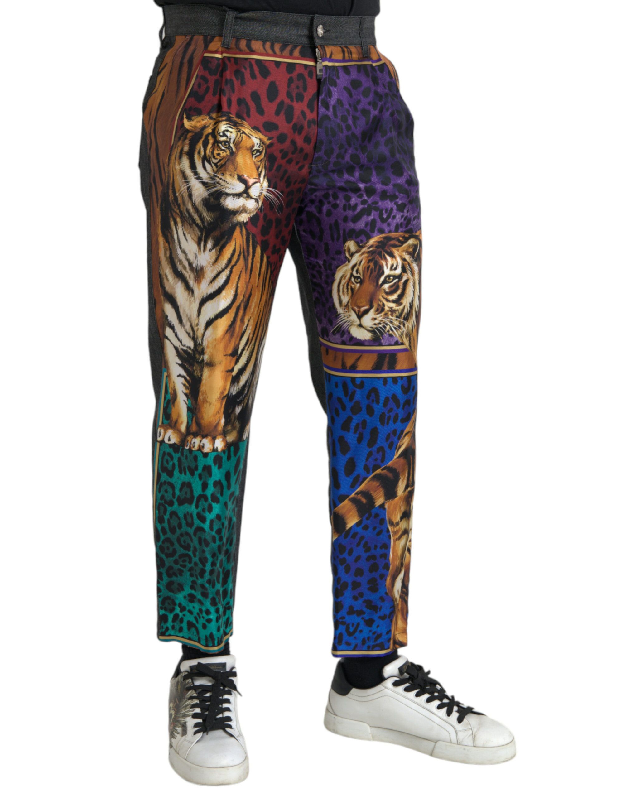 Tiger Leopard Cotton Loose Tapered Men's Pants - Dolce & Gabbana - Modalova