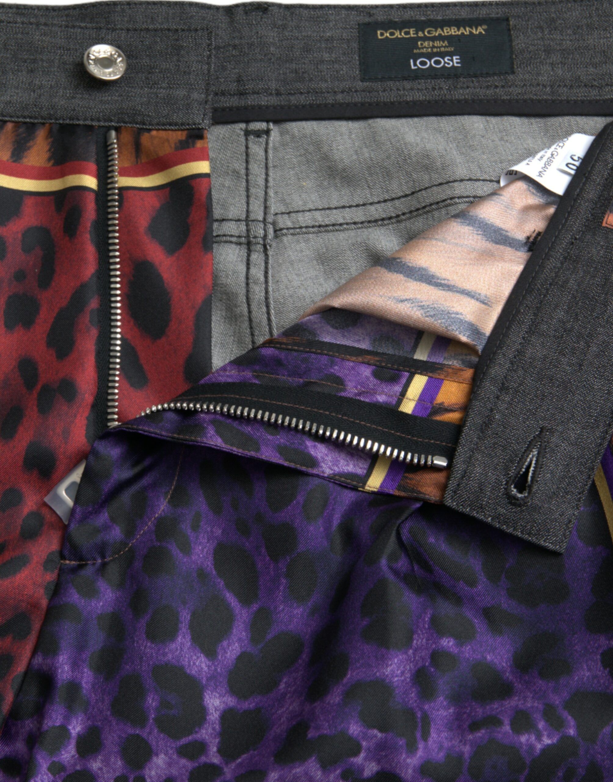 Tiger Leopard Cotton Loose Tapered Men's Pants - Dolce & Gabbana - Modalova