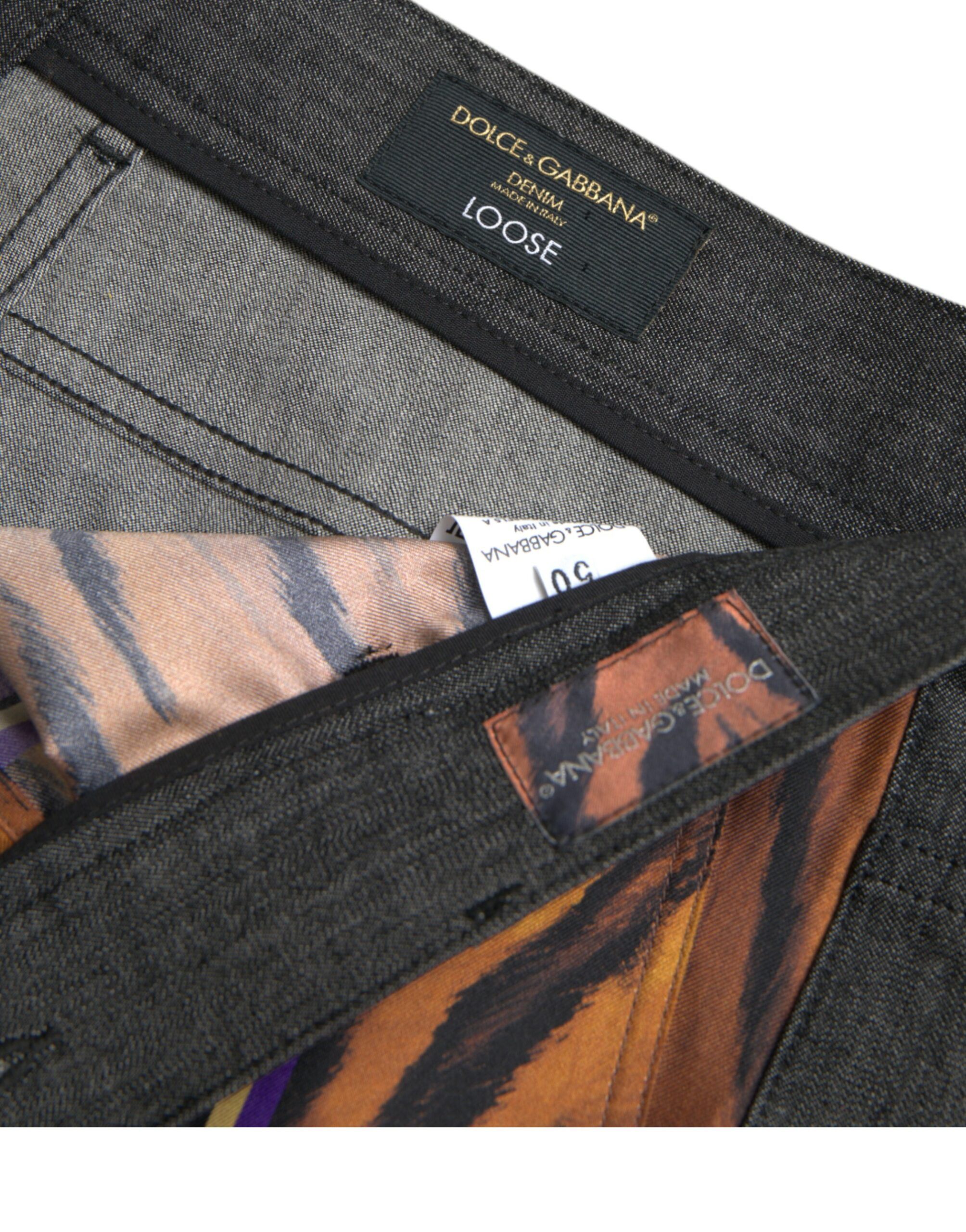 Tiger Leopard Cotton Loose Tapered Men's Pants - Dolce & Gabbana - Modalova
