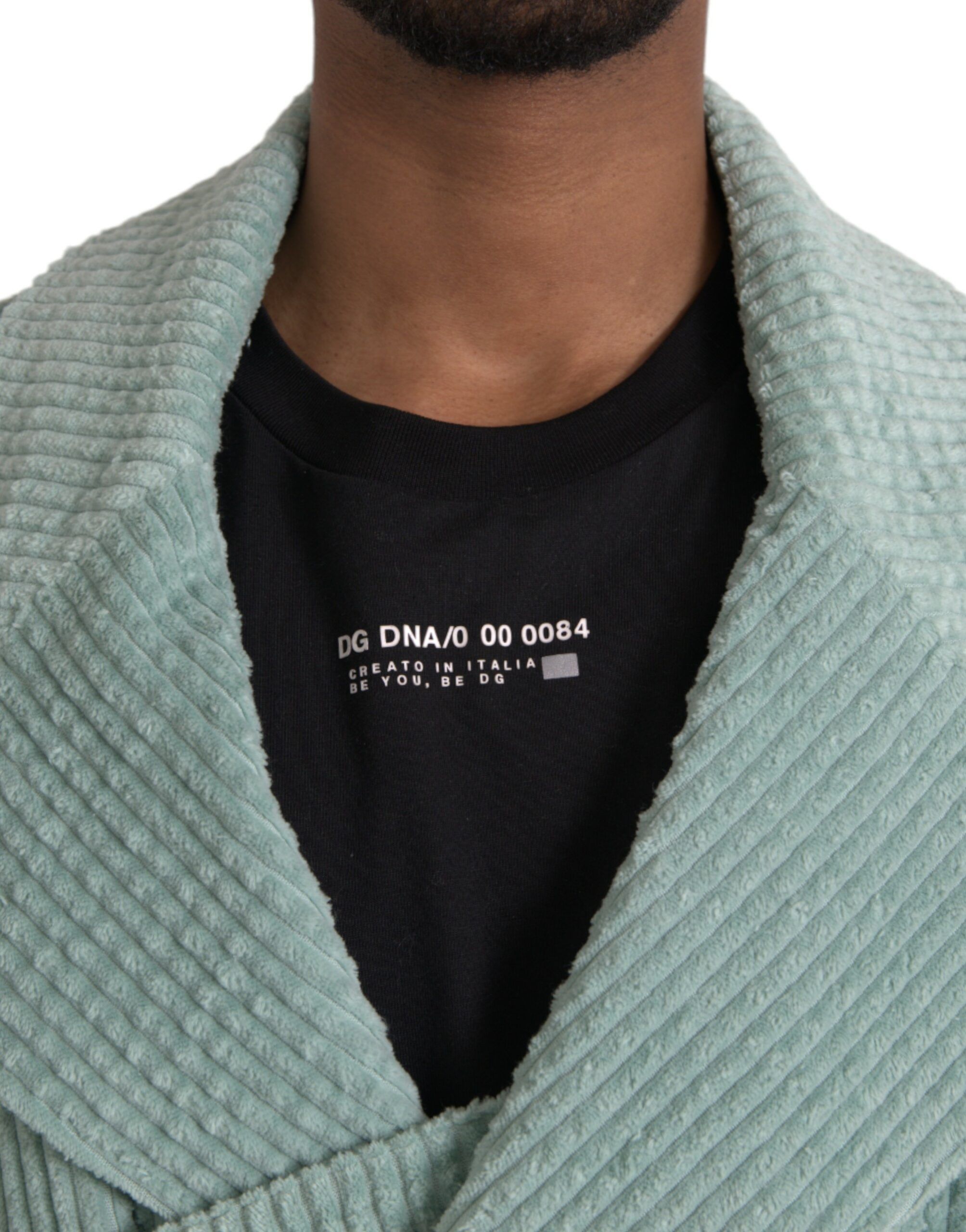 Blue Double Breasted Corduroy Cotton Men's Jacket - Dolce & Gabbana - Modalova