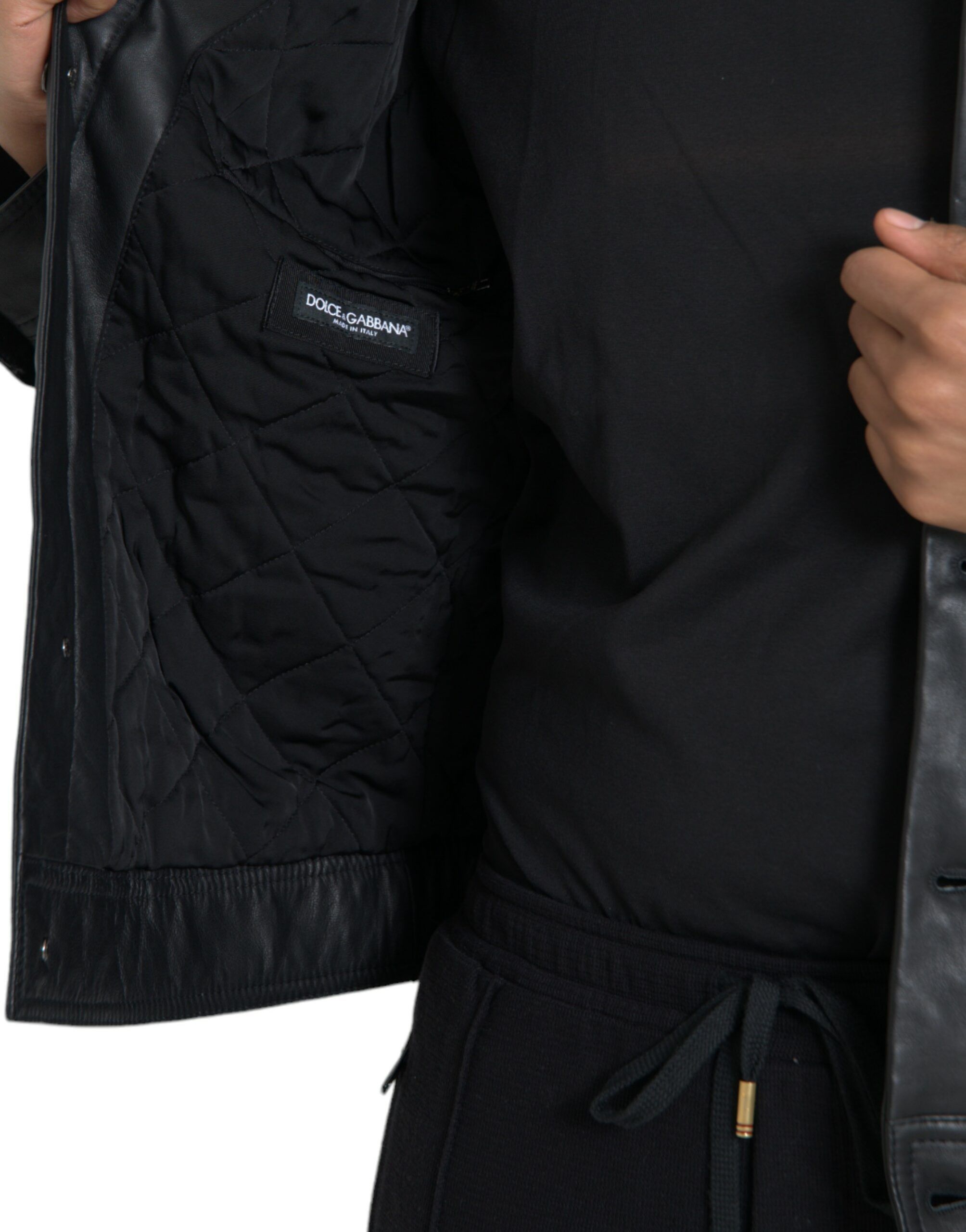 Leather Fur Collar Biker Coat Men's Jacket - Dolce & Gabbana - Modalova