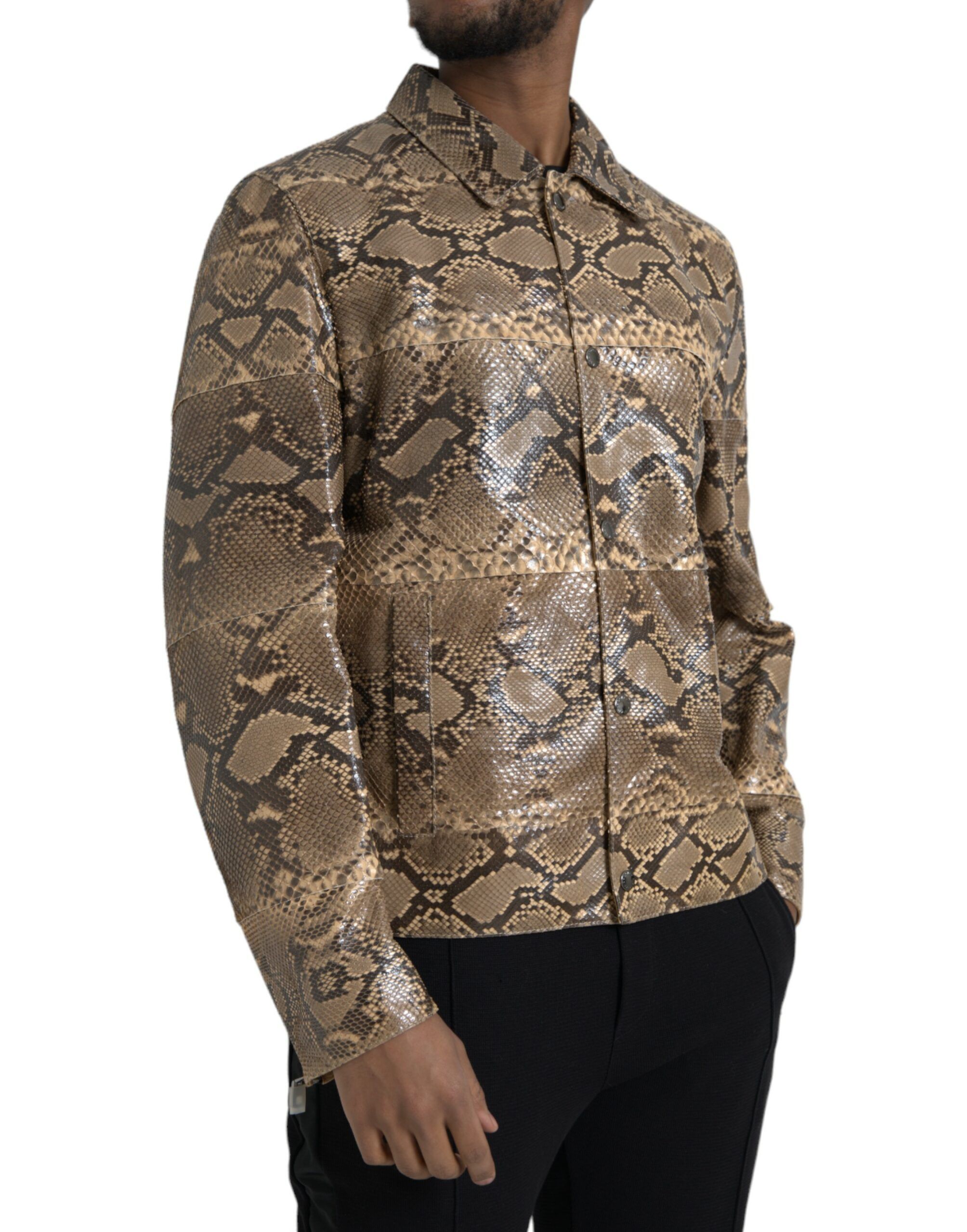 Exotic Leather Biker Blouson Men's Jacket - Dolce & Gabbana - Modalova