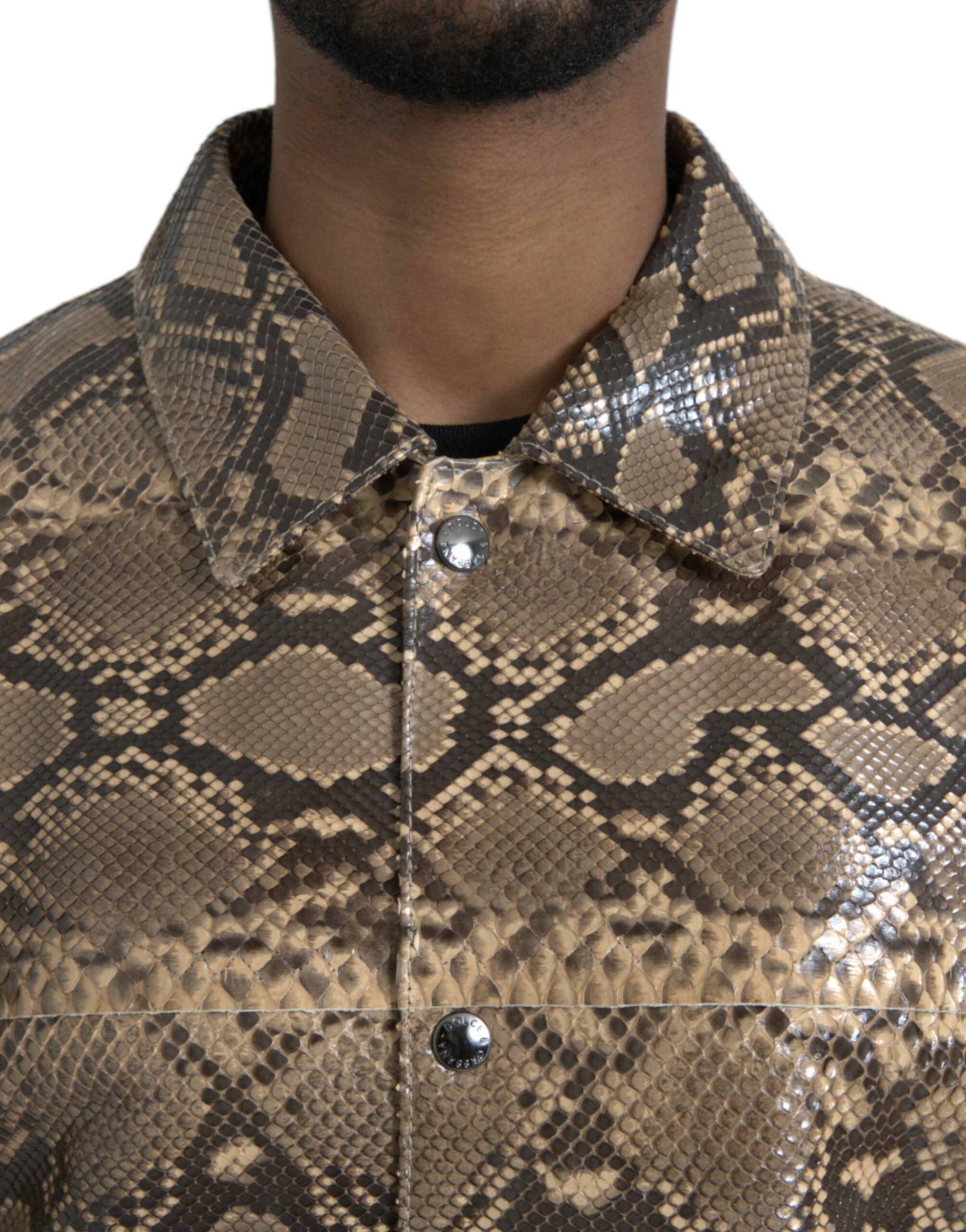 Exotic Leather Biker Blouson Men's Jacket - Dolce & Gabbana - Modalova