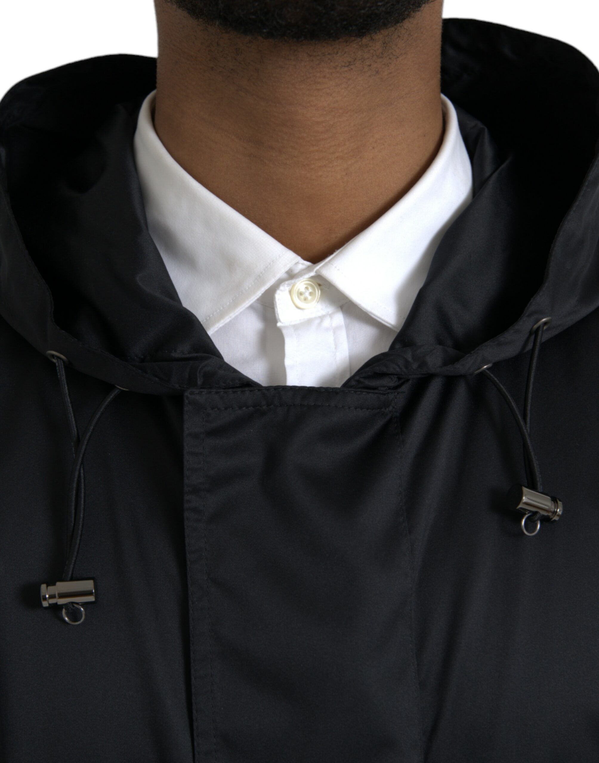 Polyester Hooded Long Windbreaker Men's Jacket - Dolce & Gabbana - Modalova