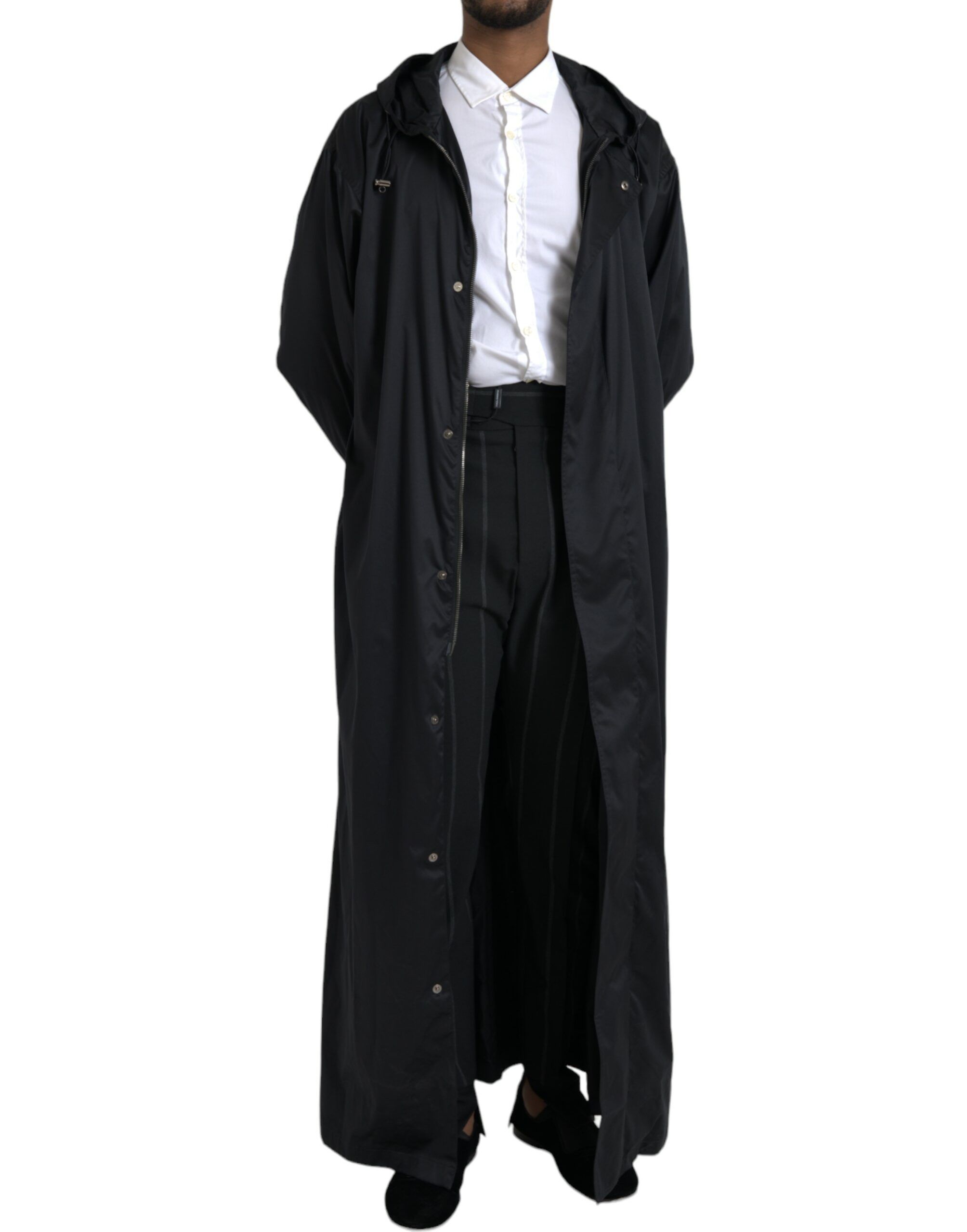 Polyester Hooded Long Windbreaker Men's Jacket - Dolce & Gabbana - Modalova