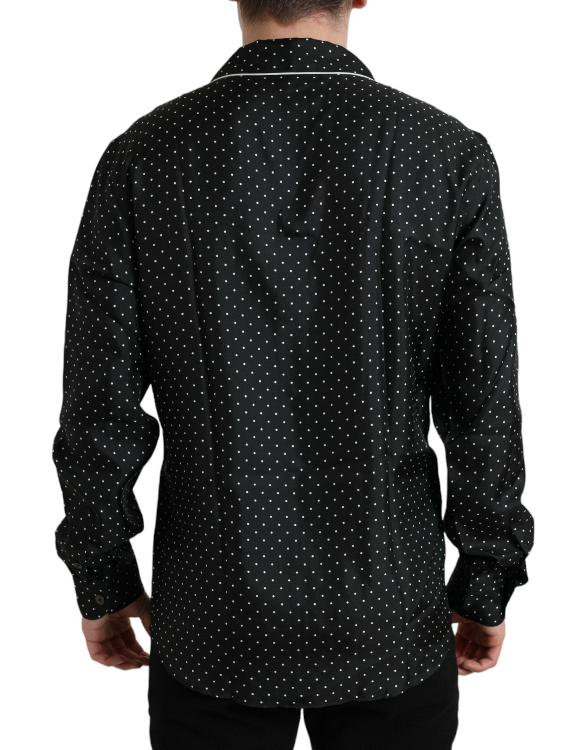 Polka Dot Silk Long Sleeve Men's Shirt - Dolce & Gabbana - Modalova