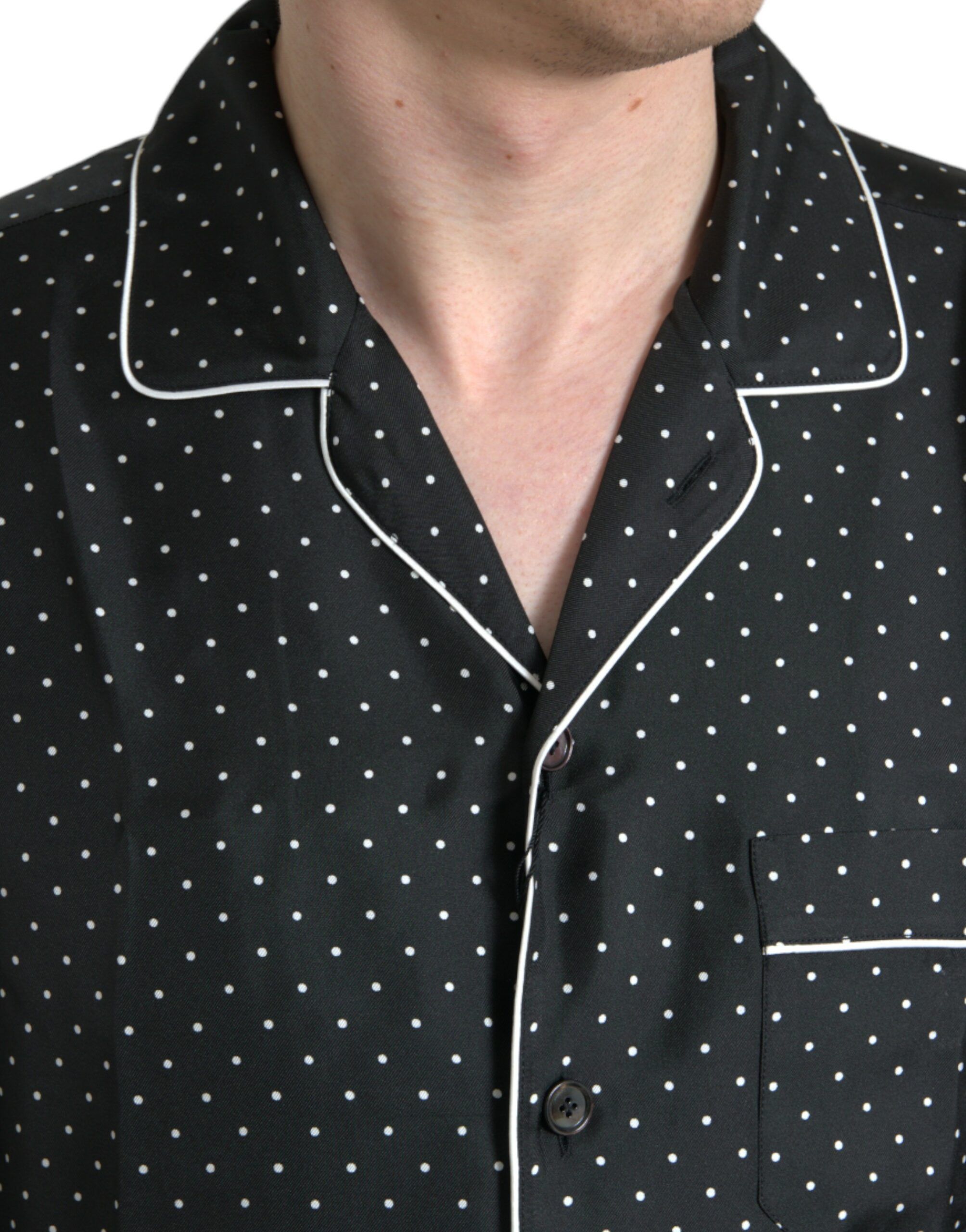 Polka Dot Silk Long Sleeve Men's Shirt - Dolce & Gabbana - Modalova