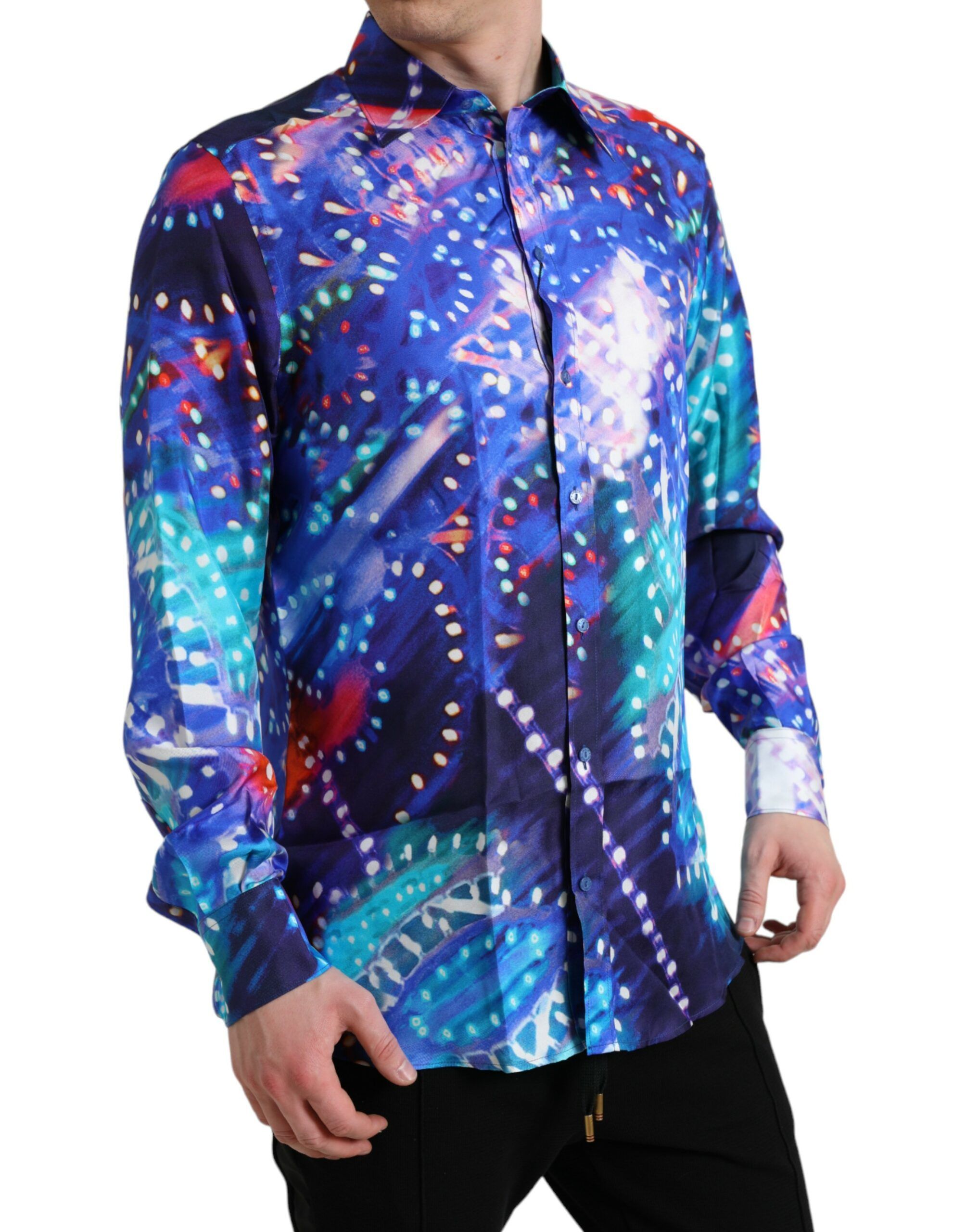 Purple Luminarie Silk Slim MARTINI Men's Shirt - Dolce & Gabbana - Modalova