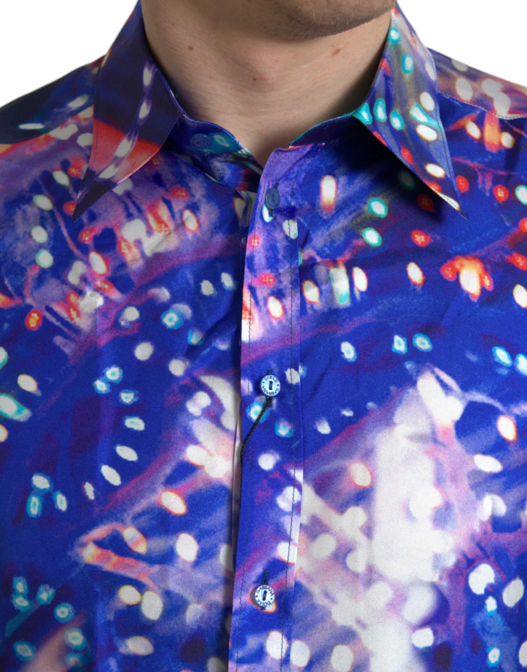 Purple Luminarie Silk Slim MARTINI Men's Shirt - Dolce & Gabbana - Modalova