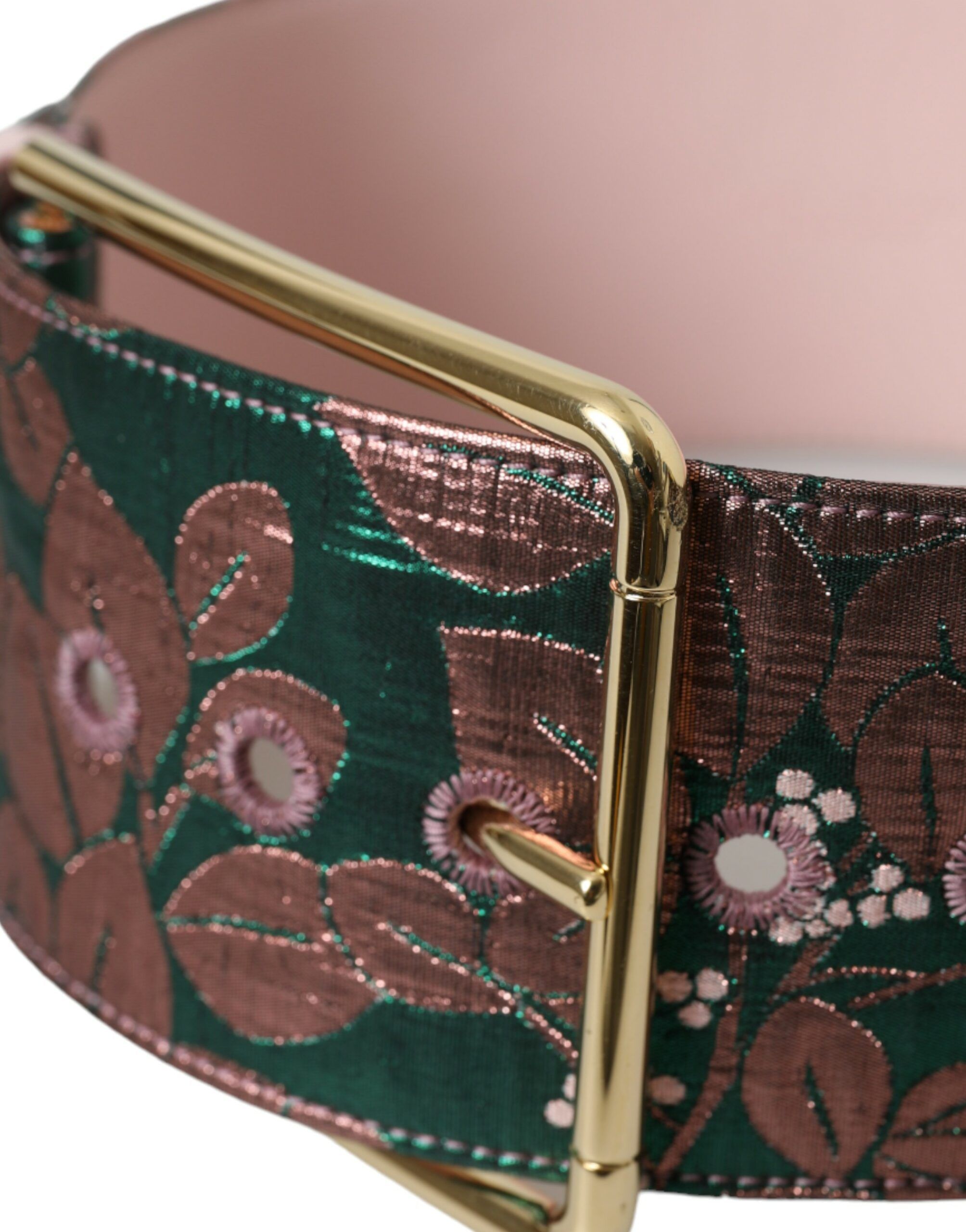Floral Jacquard Lurex Gold Buckle Women's Belt - Dolce & Gabbana - Modalova