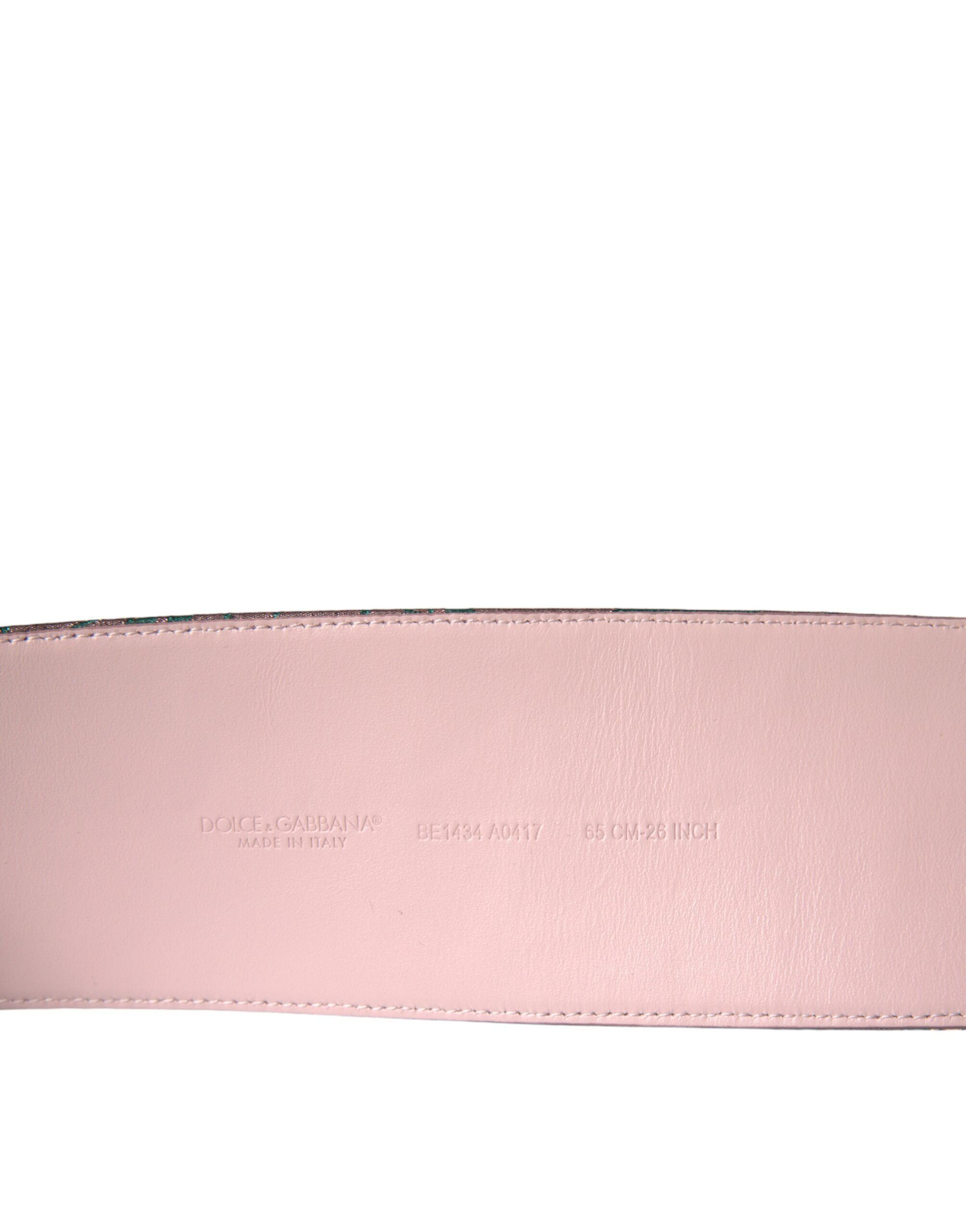 Floral Jacquard Lurex Gold Buckle Women's Belt - Dolce & Gabbana - Modalova