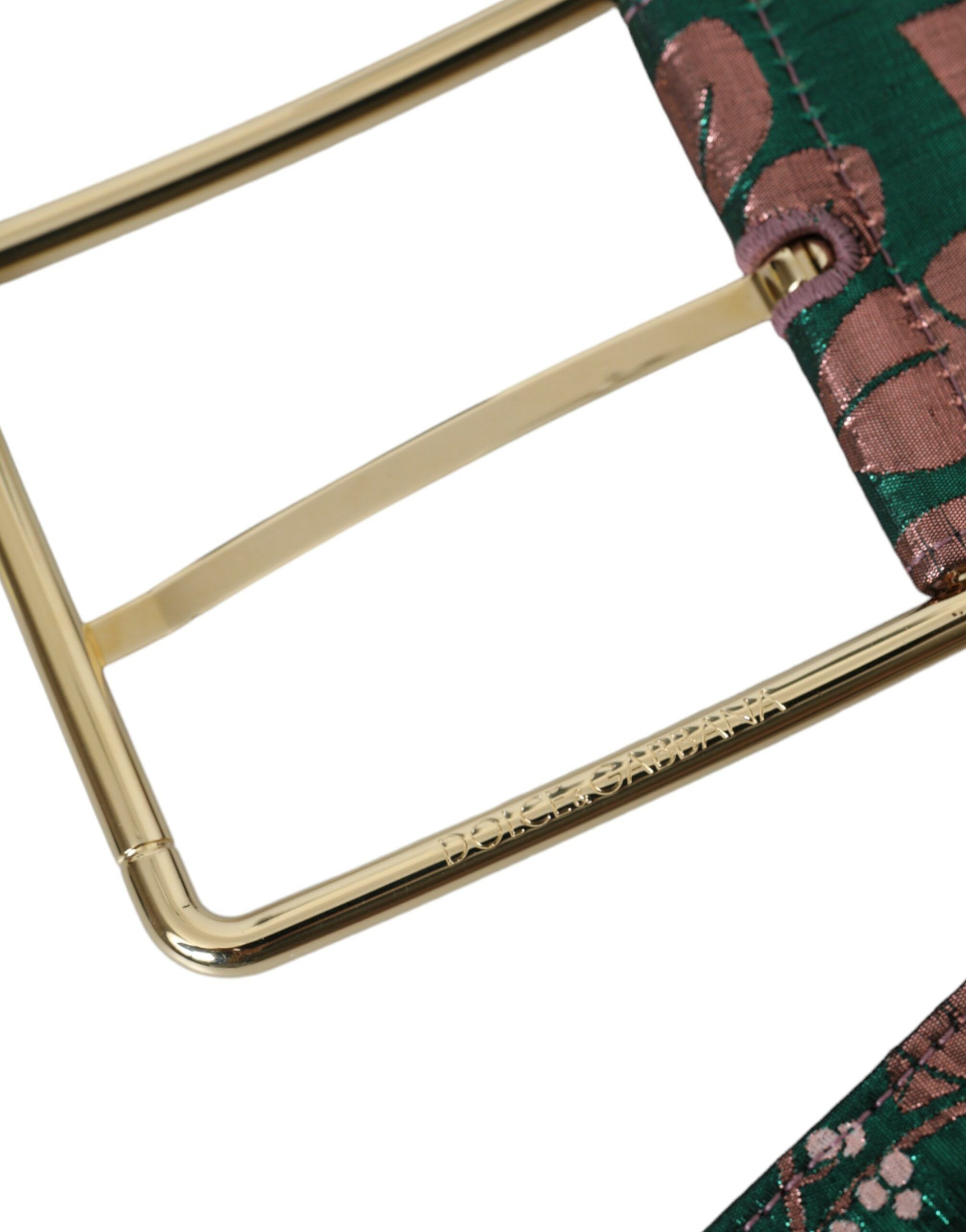 Floral Jacquard Lurex Gold Buckle Women's Belt - Dolce & Gabbana - Modalova