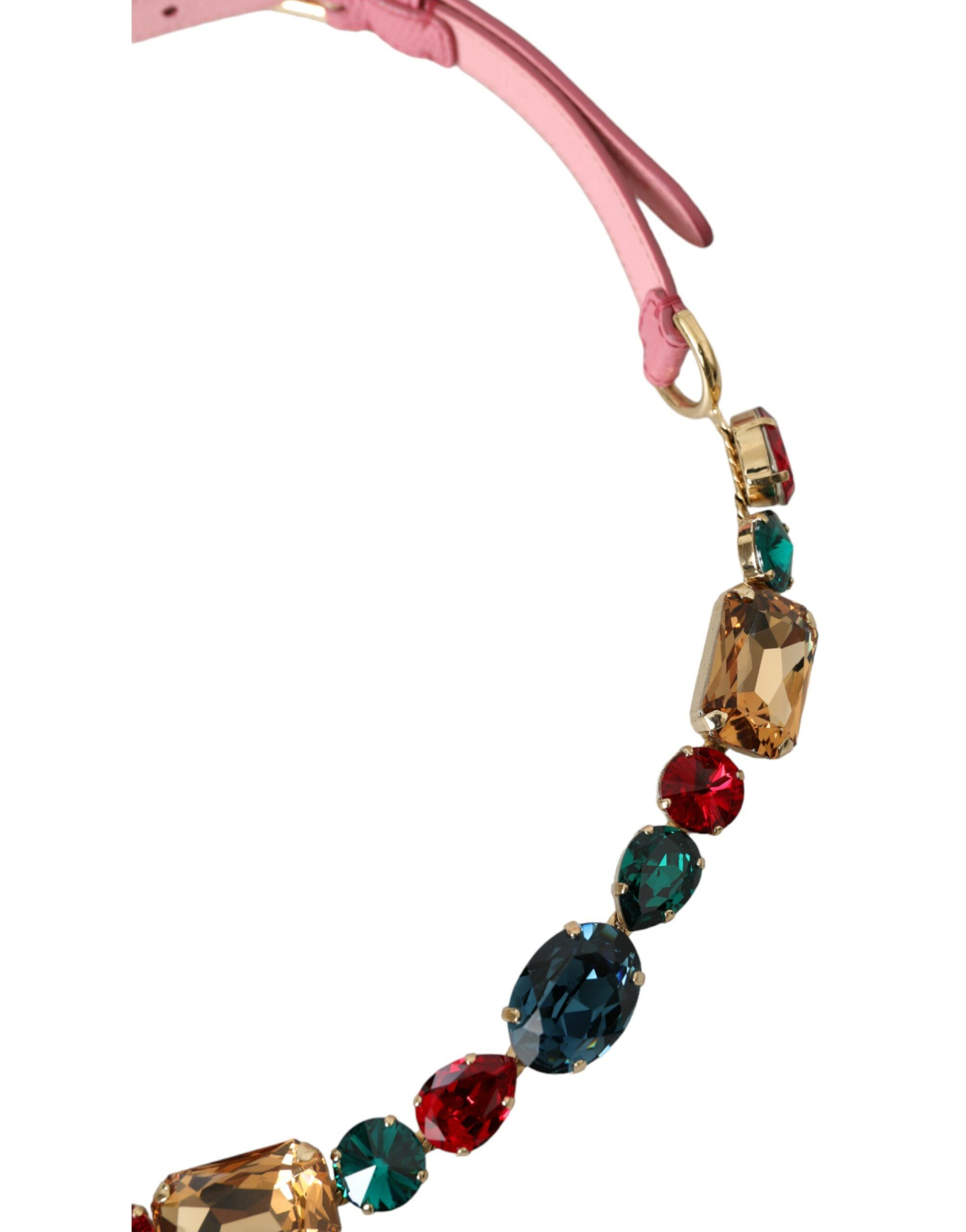 Leather Crystal Chain Embellished Women's Belt - Dolce & Gabbana - Modalova