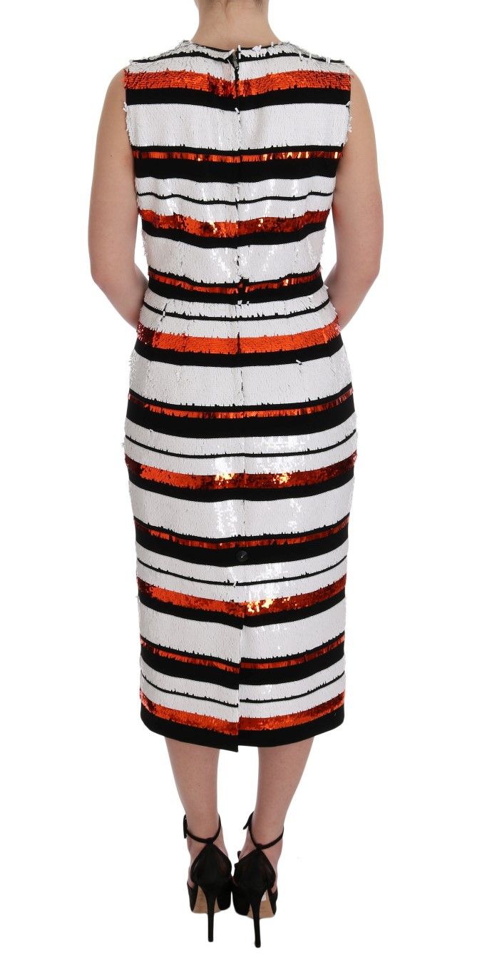 Multicolored Striped Sequined Stretch Women's Dress - Dolce & Gabbana - Modalova